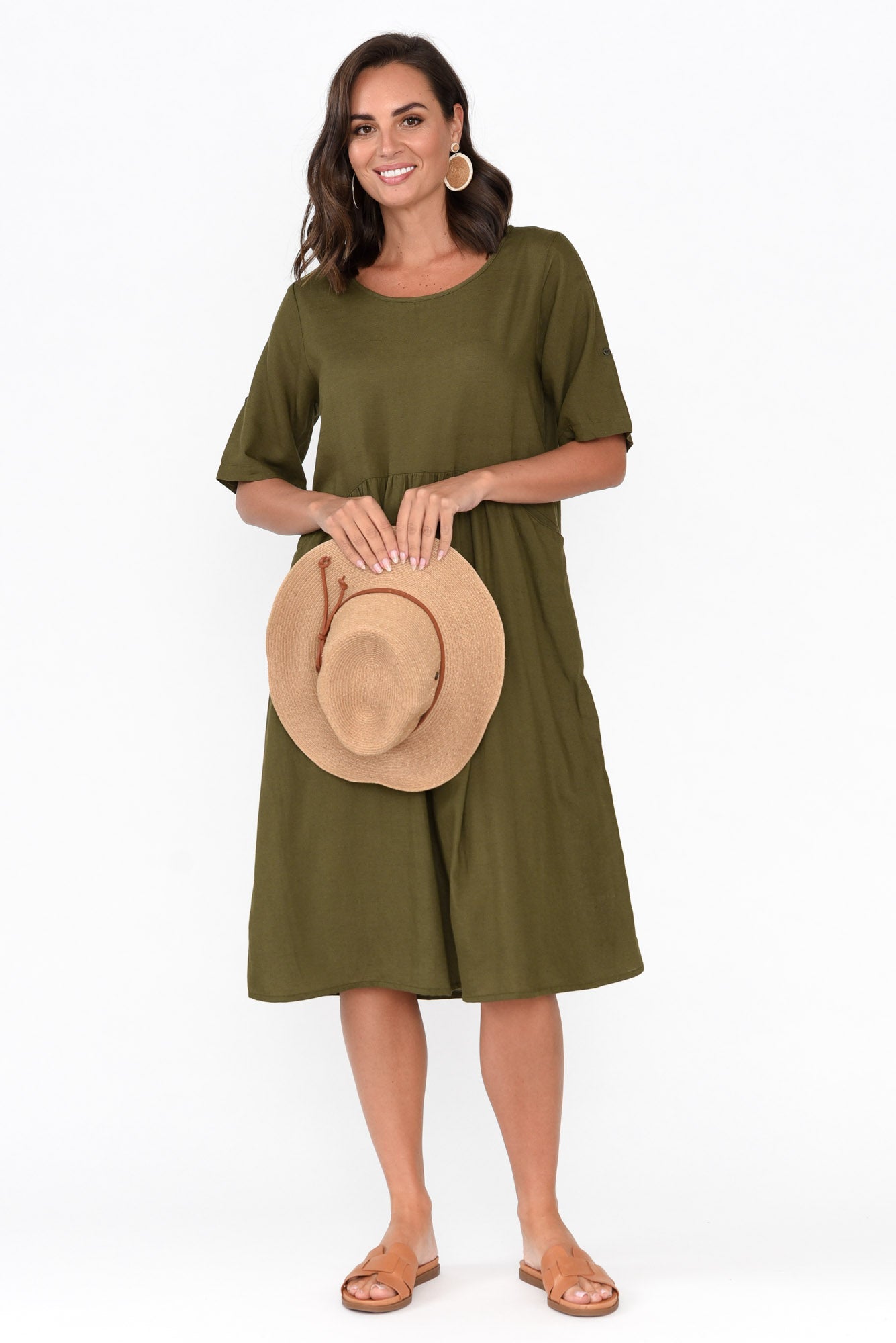 Sloane Olive Cotton Blend Dress