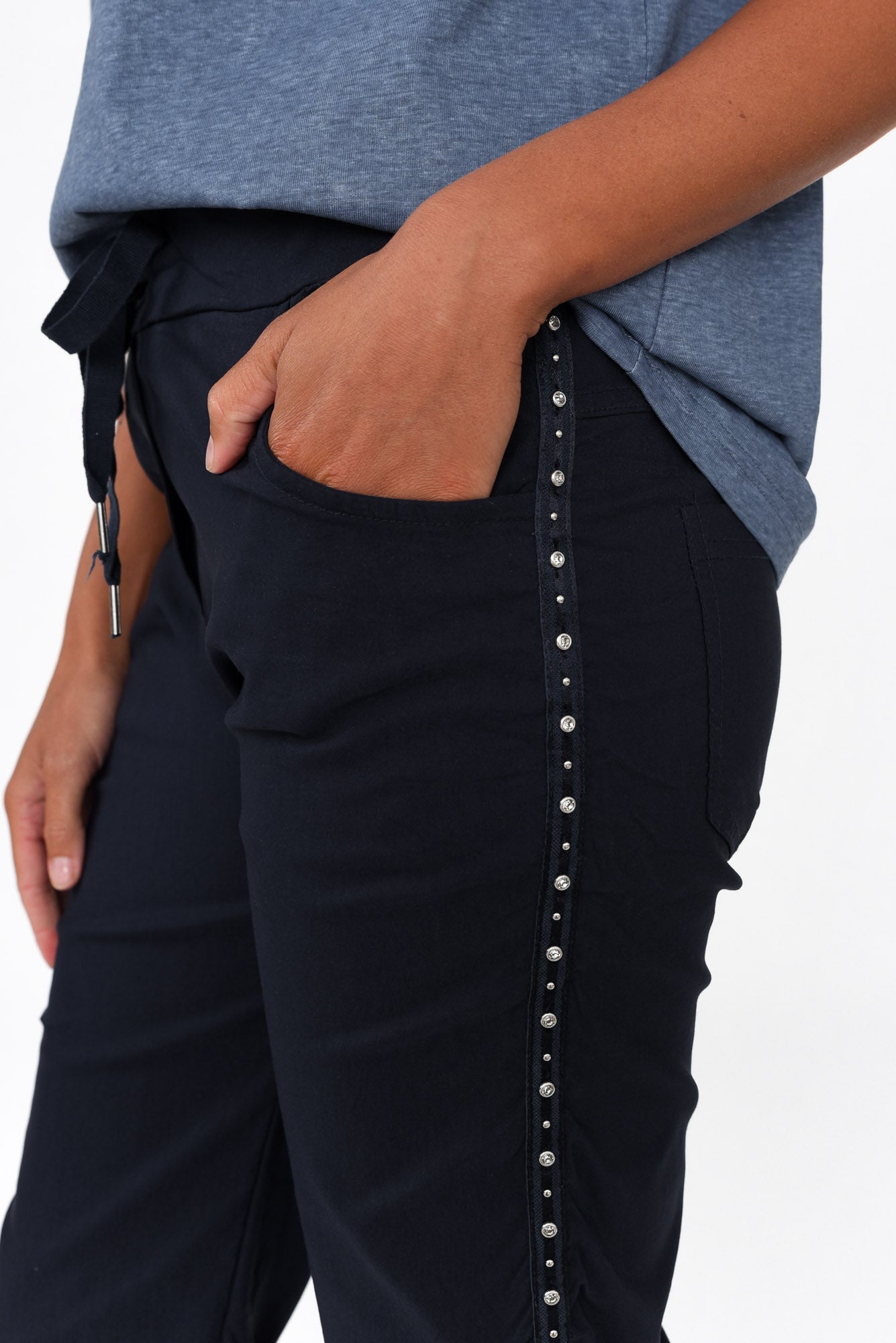 Rhonda Navy Embellished Shorts