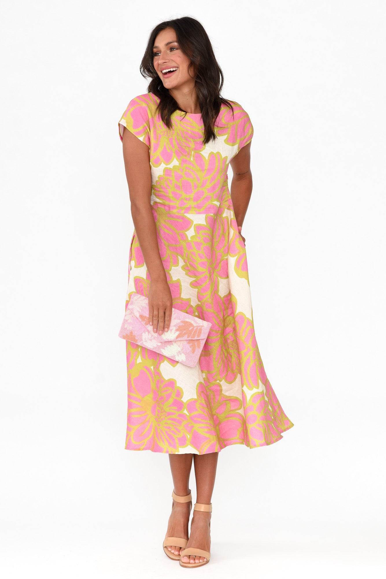 Lara Pink Lotus Linen Dress