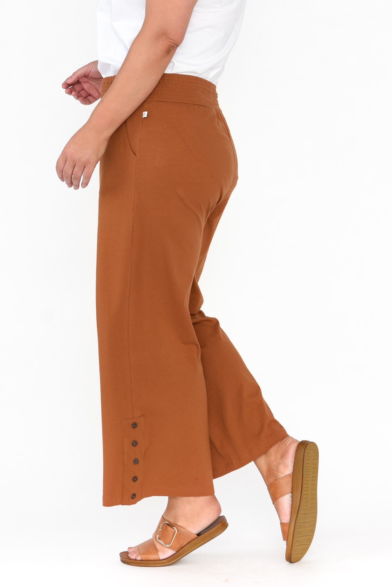 Angelica Rust Cotton Shirred Pant