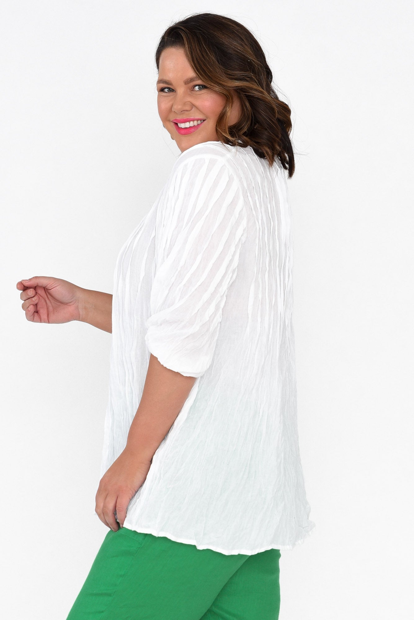 Selma White Crinkle Cotton Top