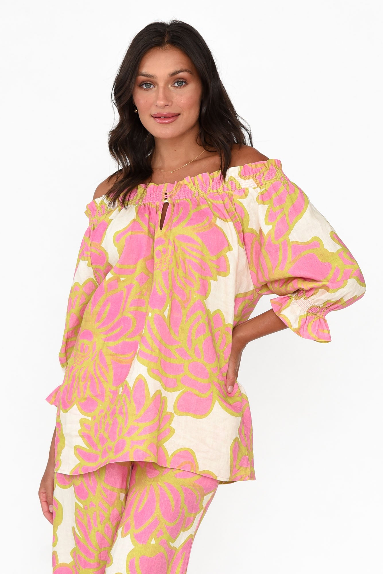 Drew Pink Lotus Linen Top