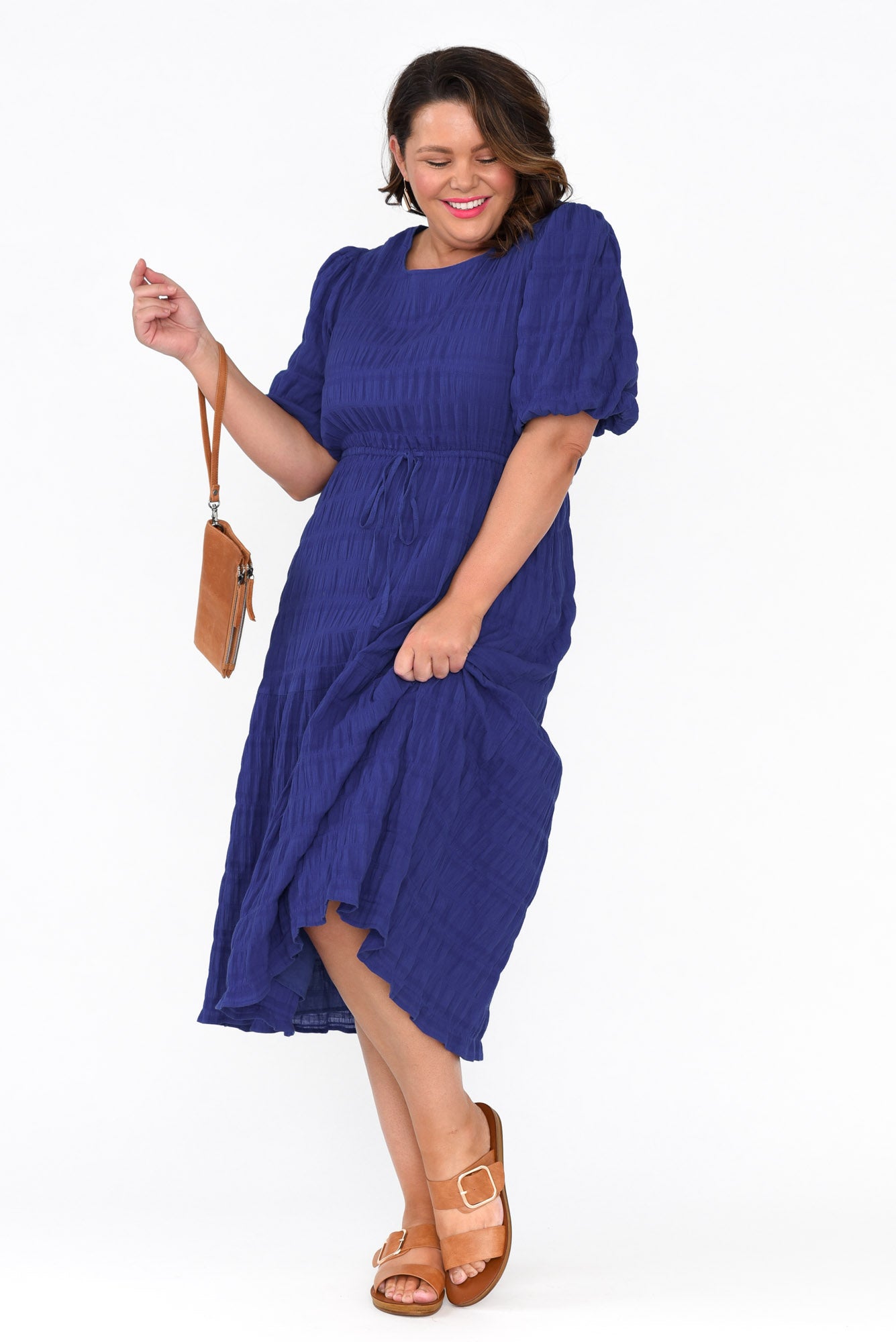 Rava Cobalt Cotton Tie Dress