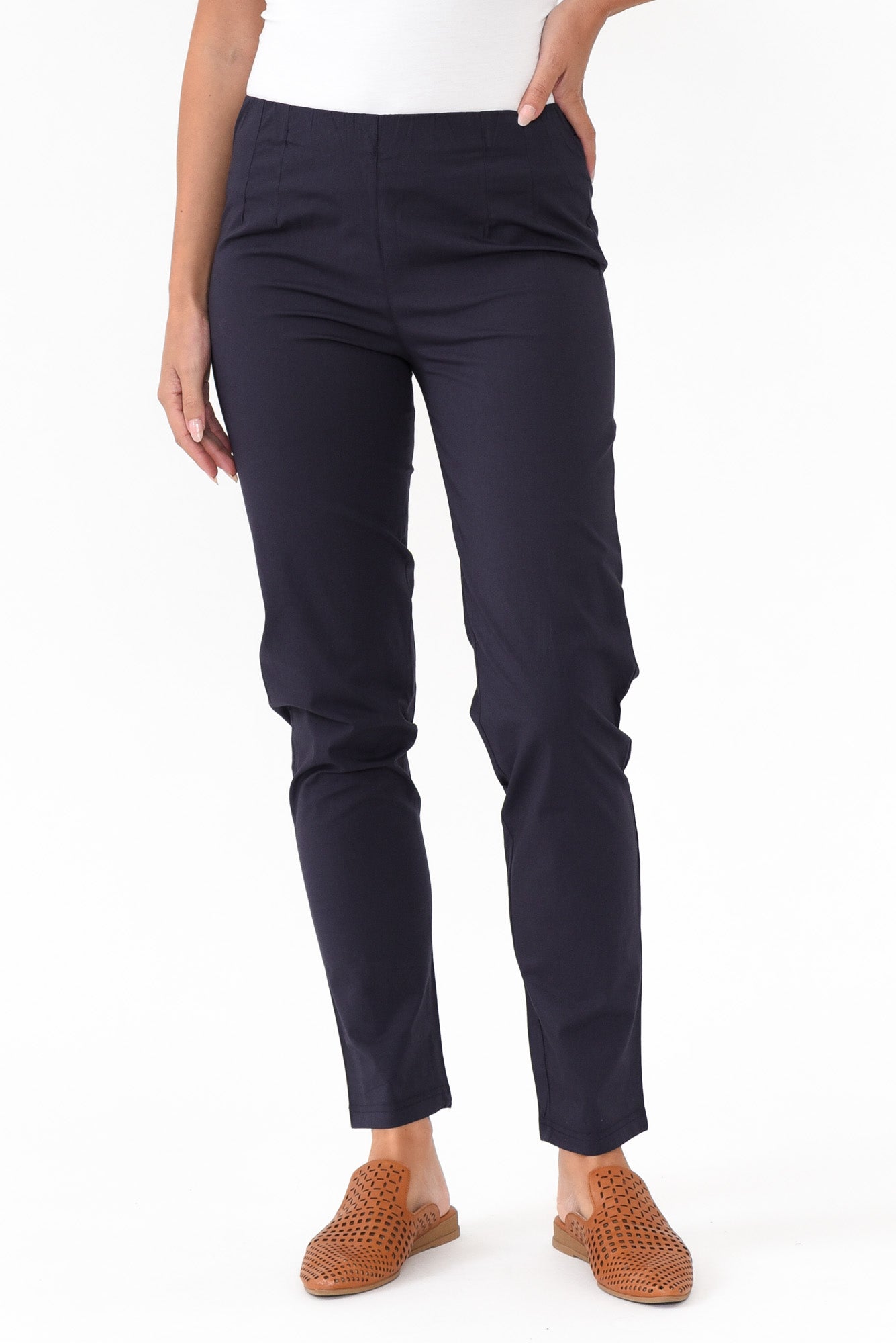 Devon Navy Cotton Stretch Pant