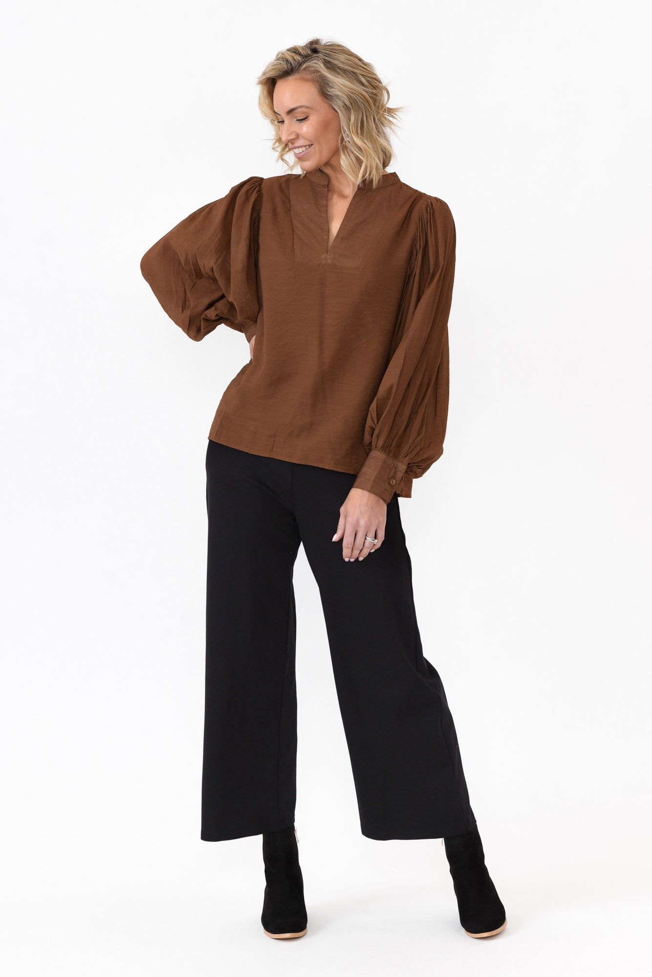 Kane Chocolate Cotton Blend Top