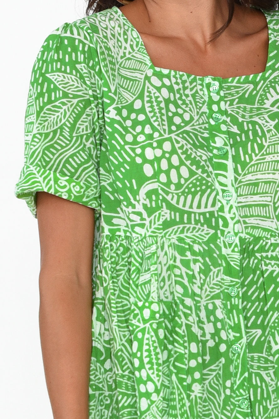 Leros Green Jungle Organic Cotton Dress