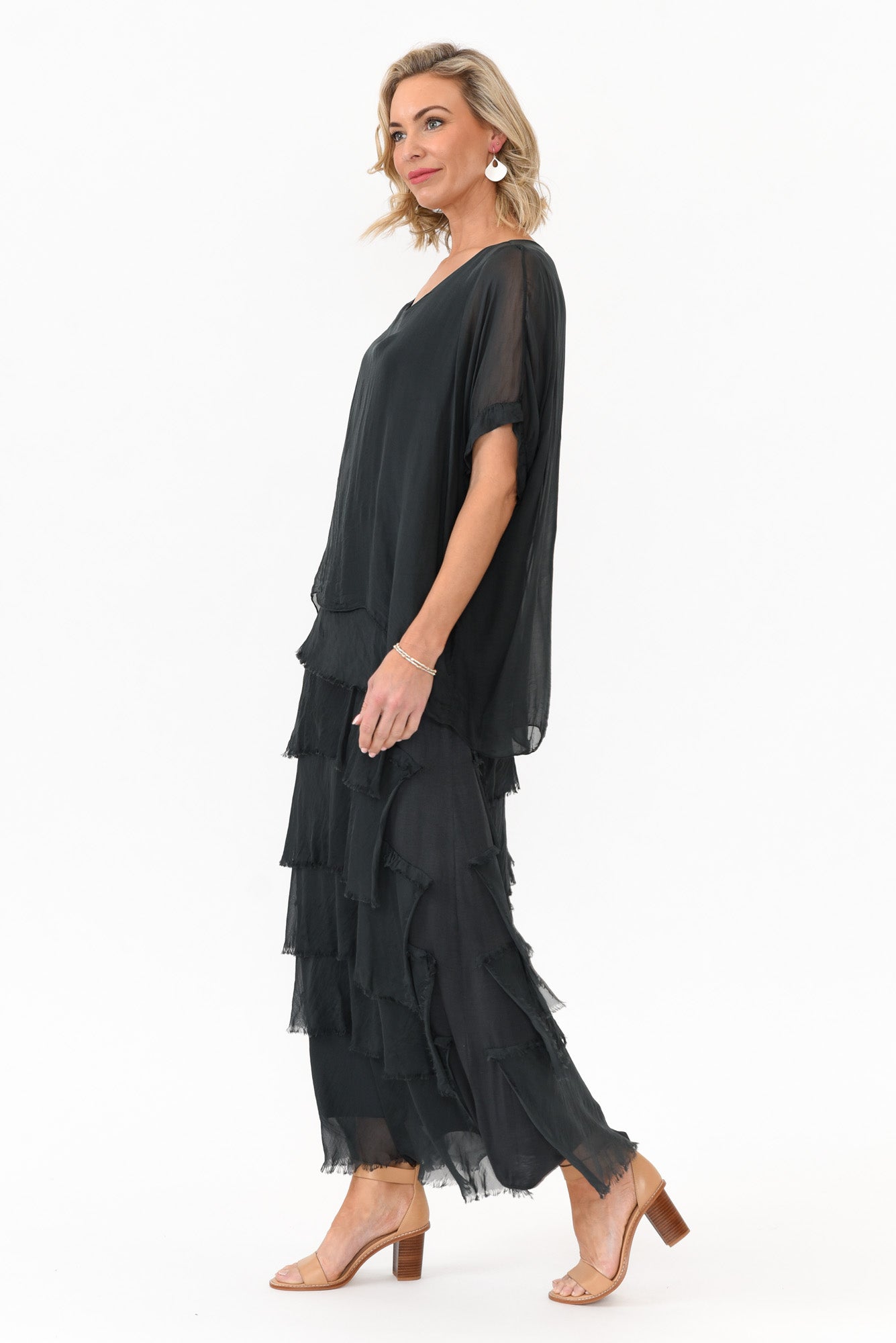 Maryland Charcoal Silk Layer Dress