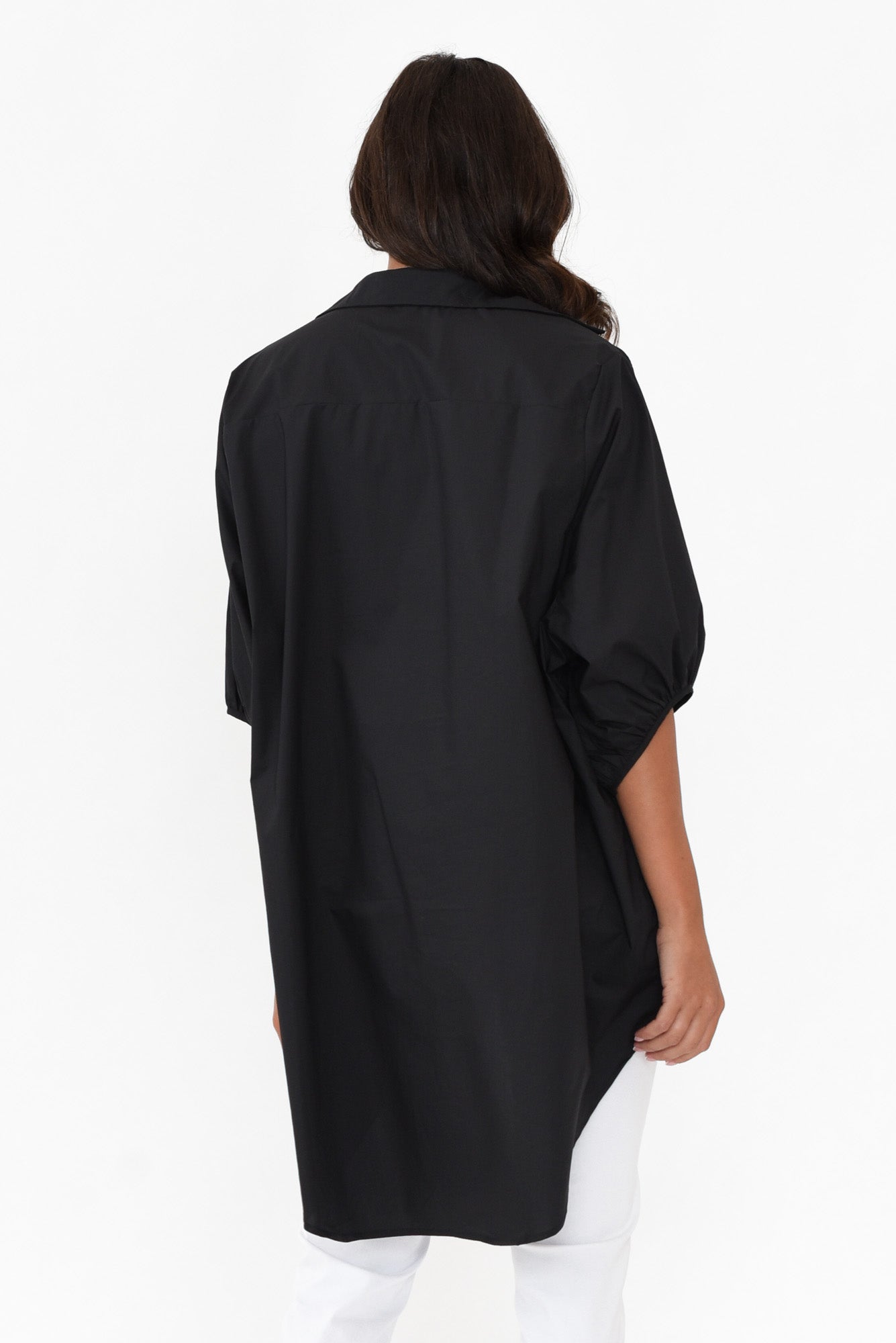 Sadie Black Cotton Tunic Top
