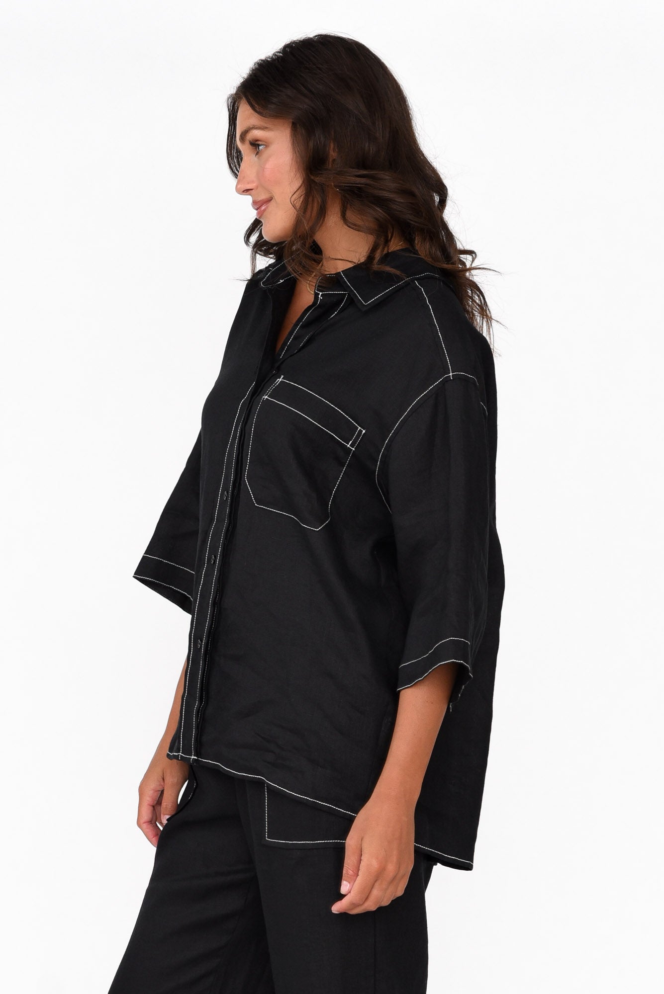 Armida Black Linen Shirt