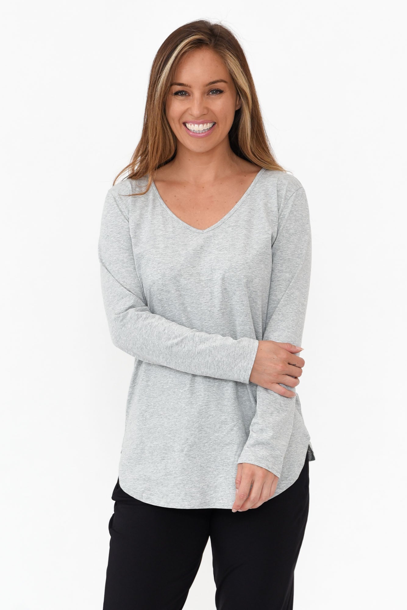 Archer Grey Cotton Long Sleeve Top