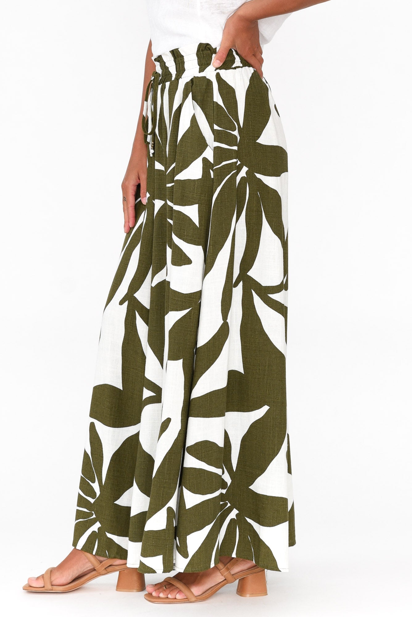 Marit Green Leaf Wide Leg Pant