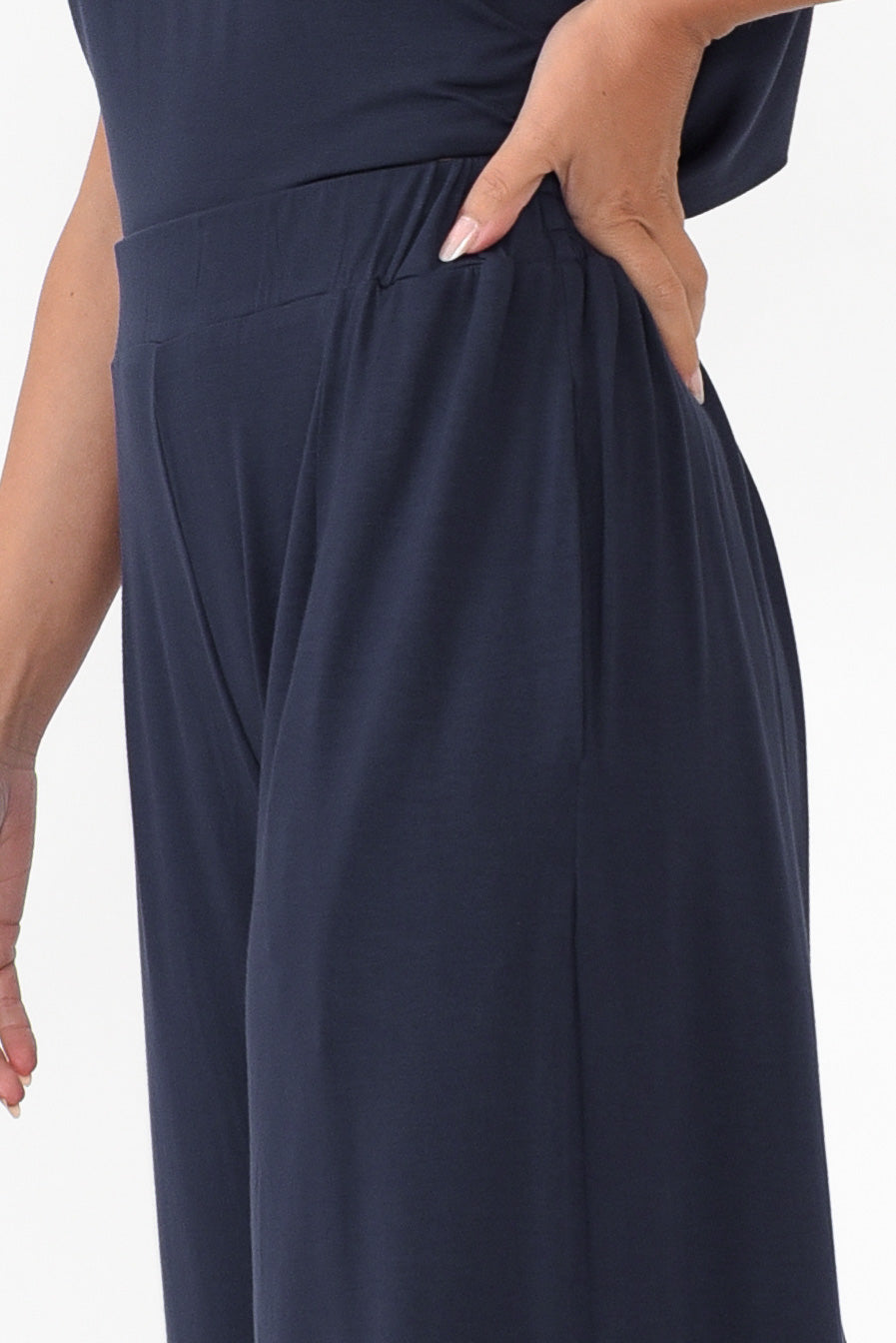 Lowen Navy Modal Wide Leg Pant