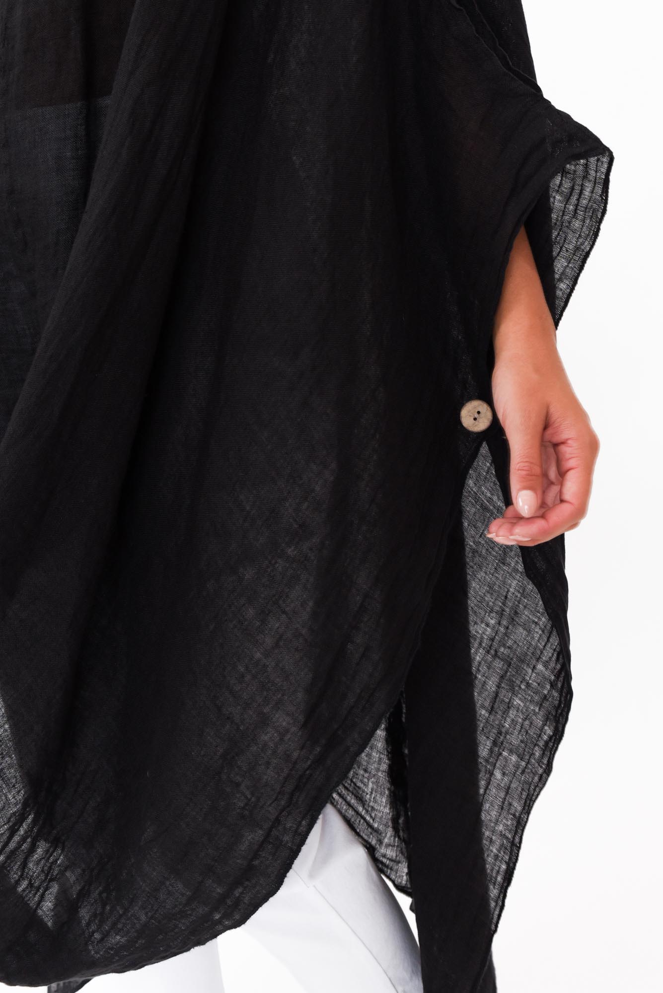 Genesia Black Linen Kaftan Tunic