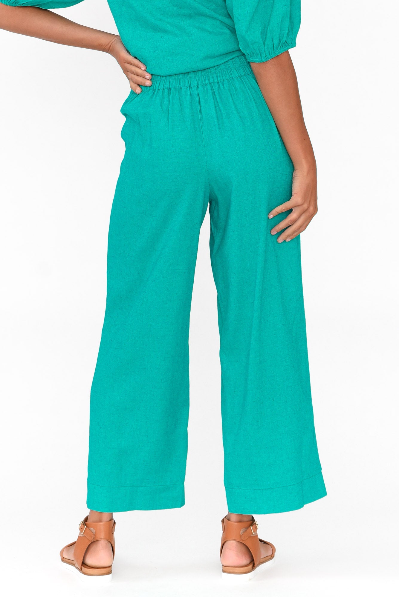 Parker Teal Linen Blend Pant
