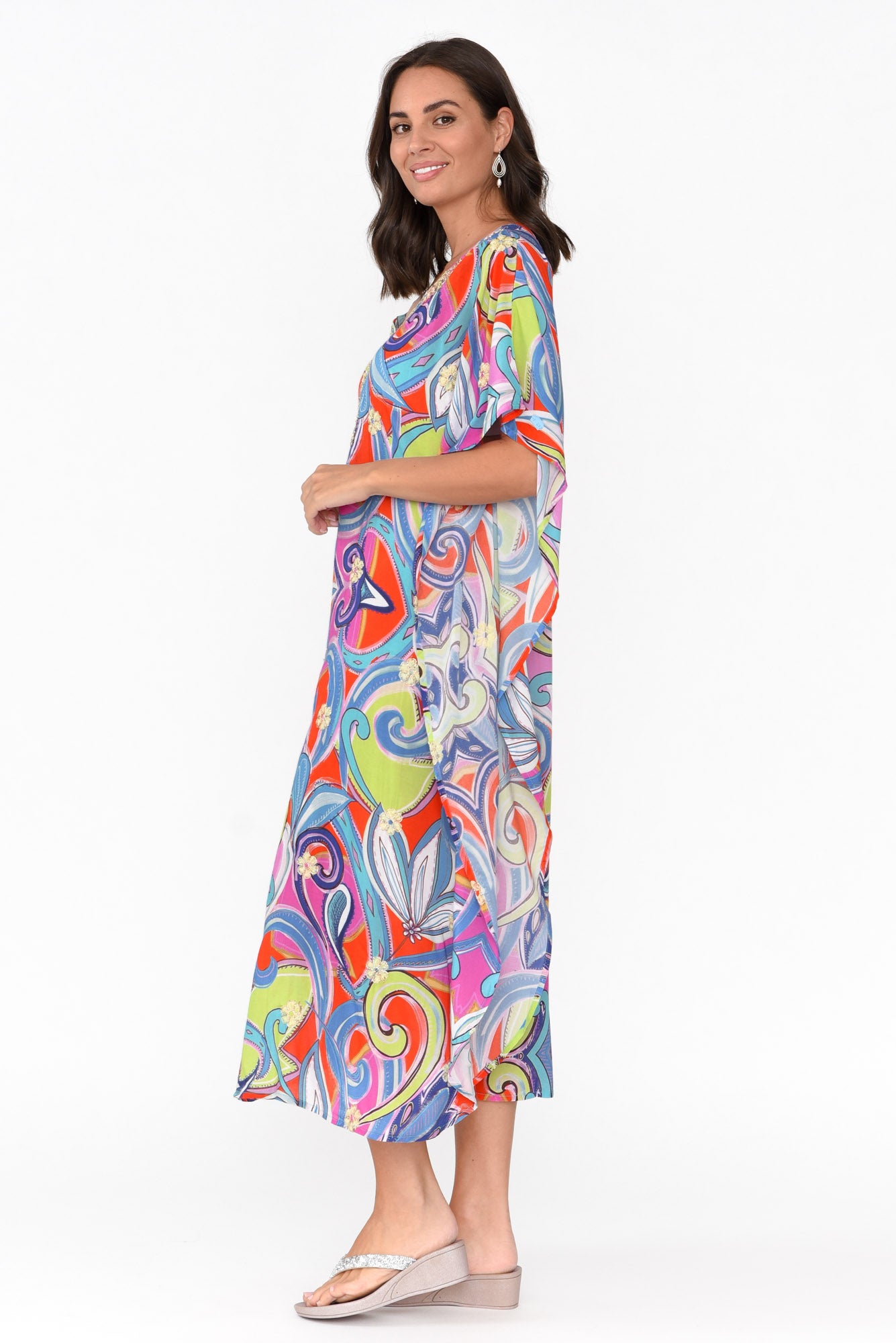 Bethanie Purple Abstract Embellished Kaftan