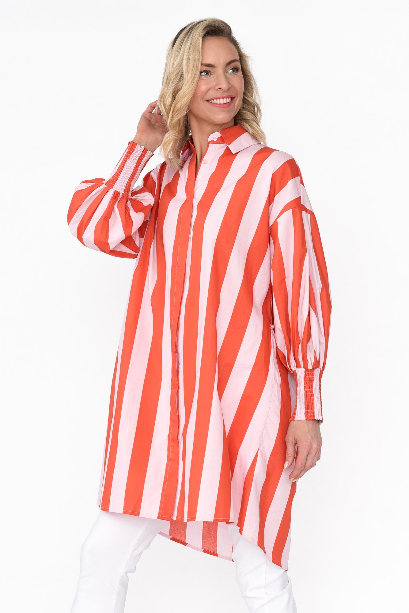 Kalani Pink Stripe Cotton Tunic