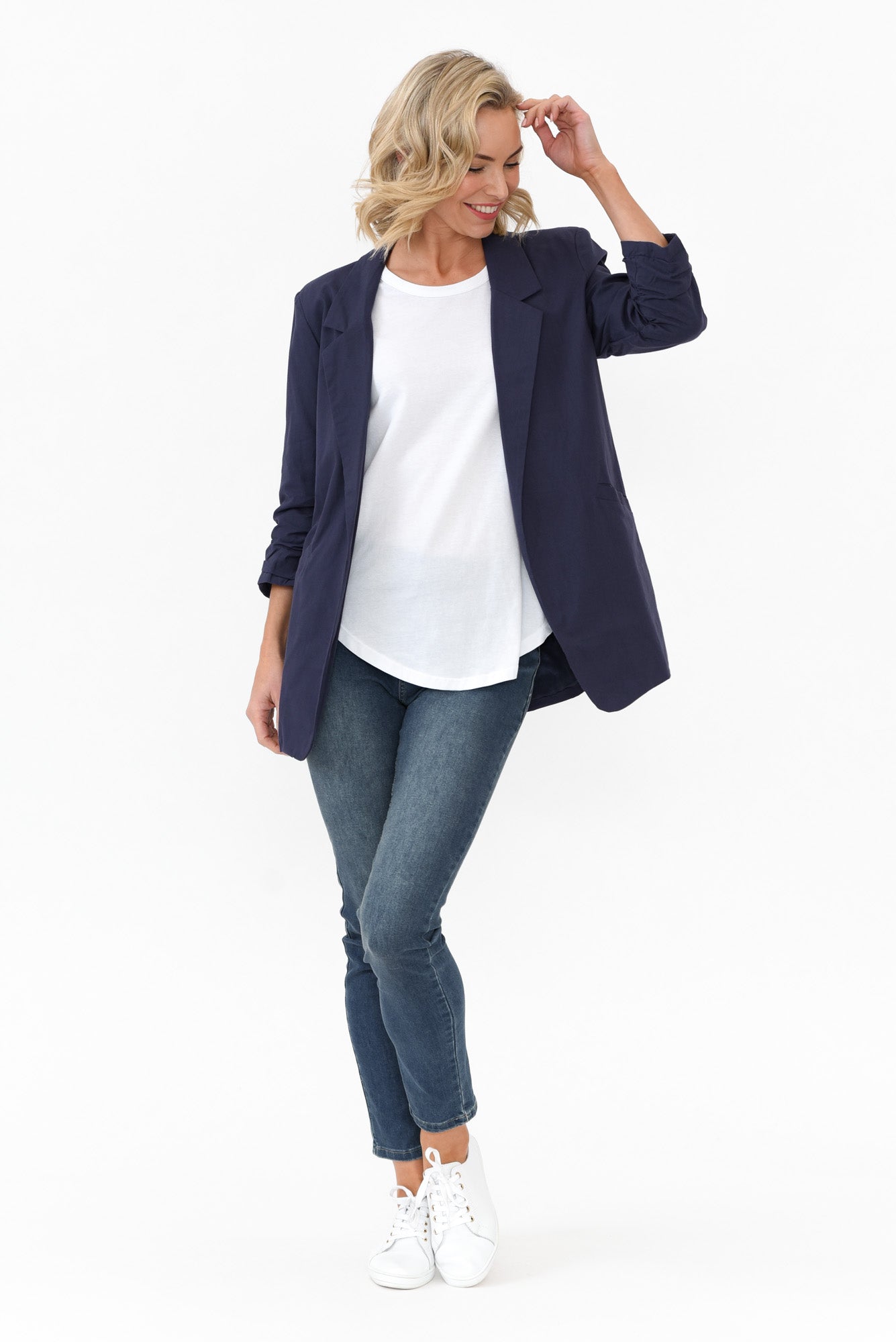 Figaro Navy Cotton Blazer