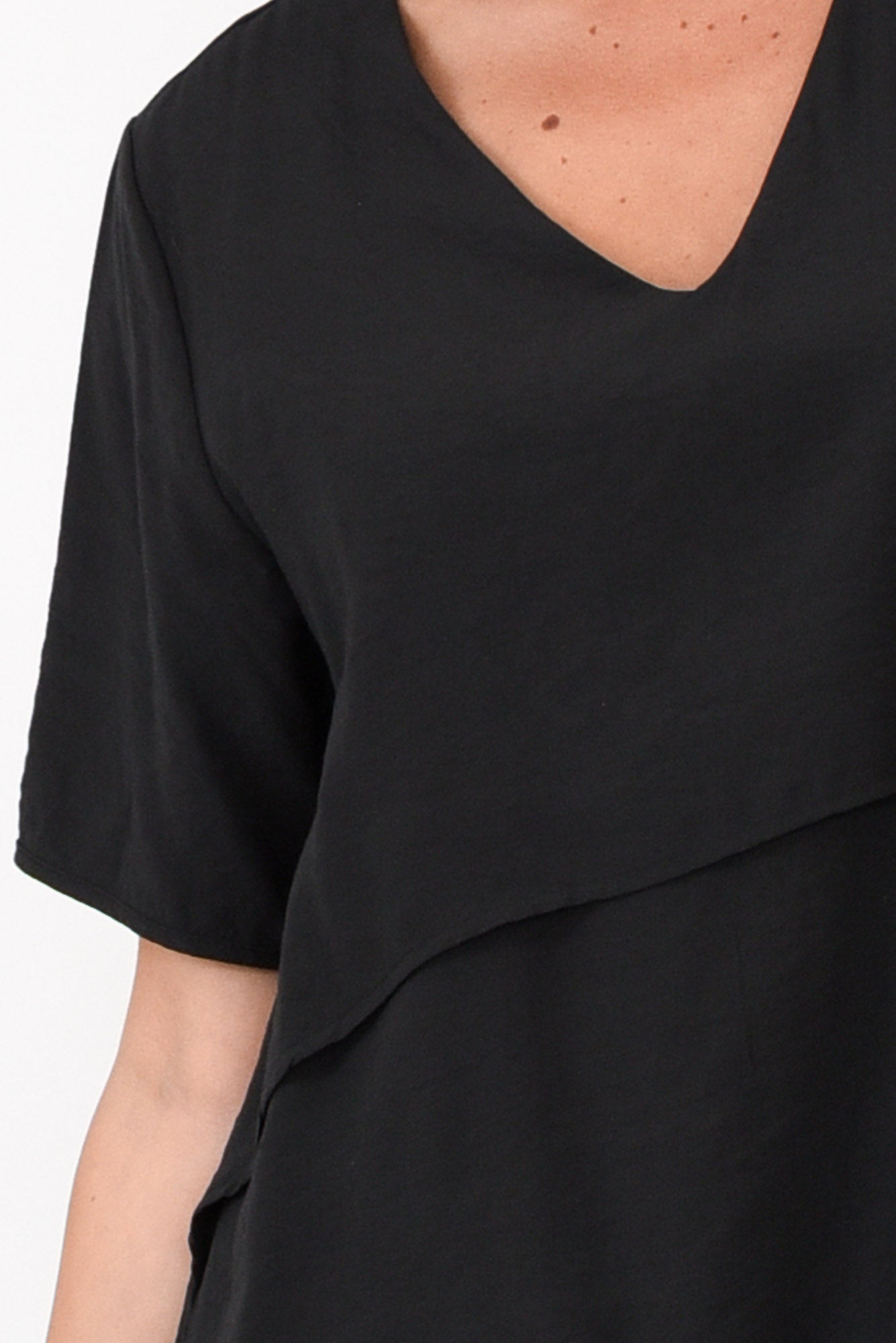 Shoshana Black Cotton Layered Top