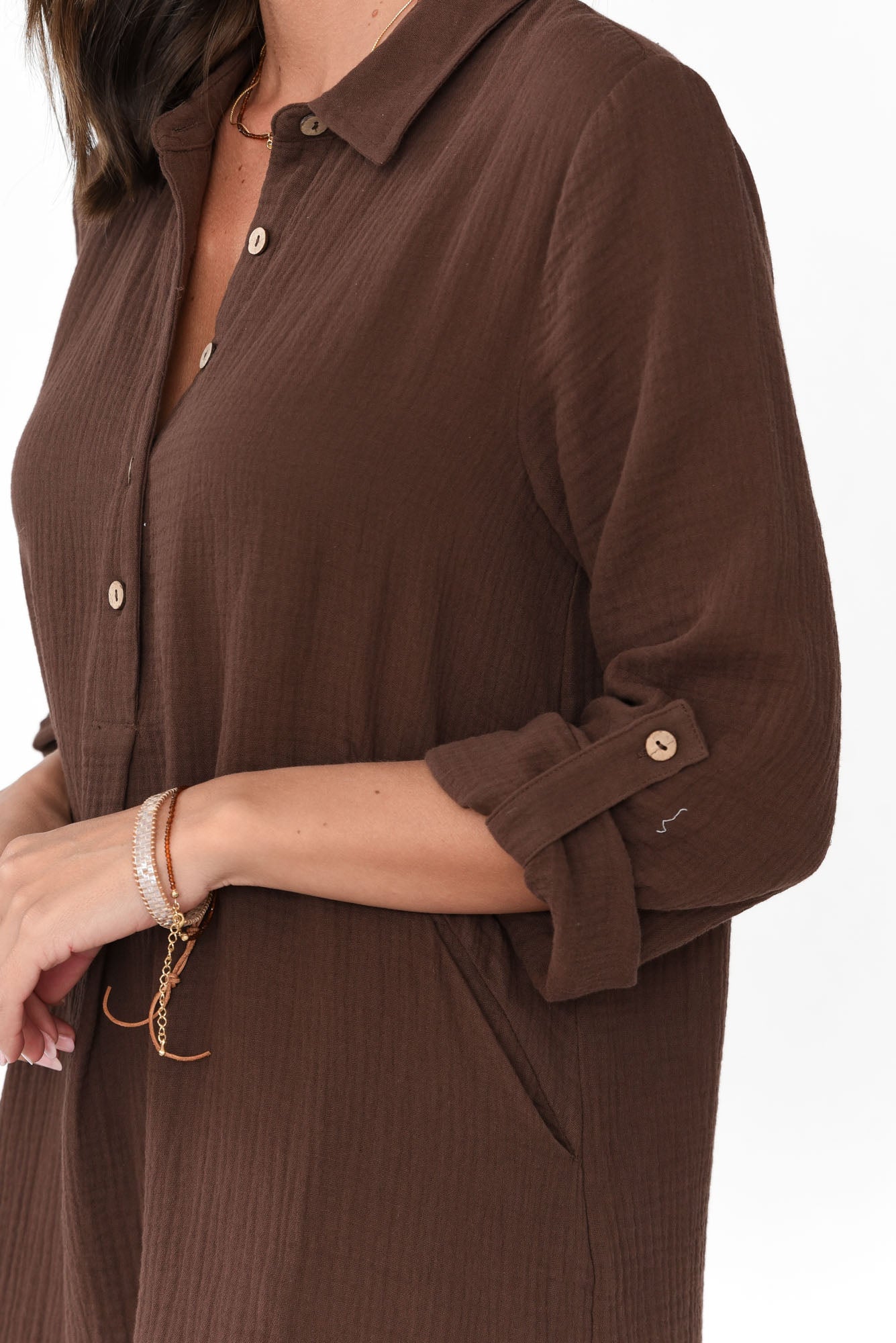 Byron Chocolate Cotton Shirt Dress