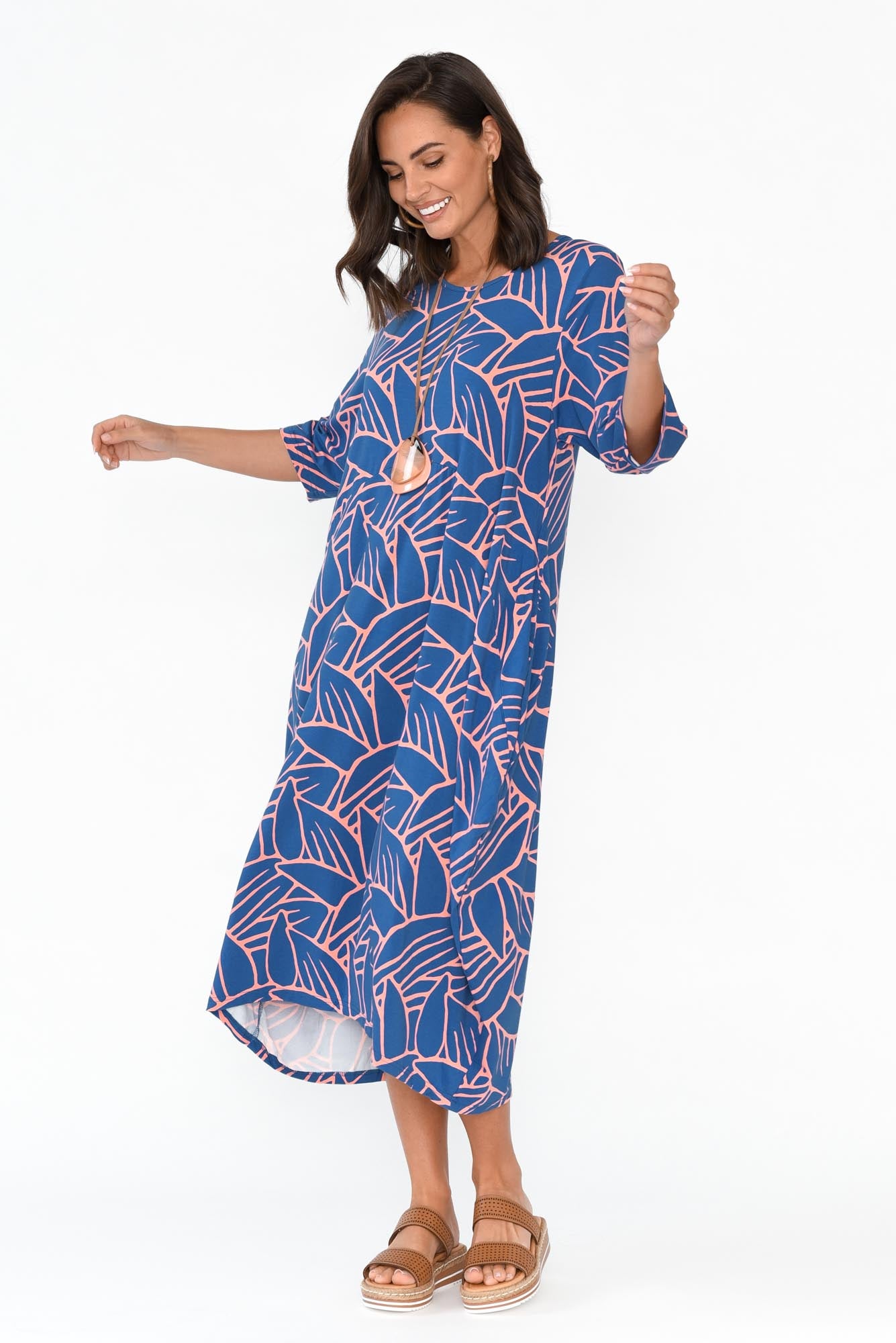 Alviva Blue Leaf Bamboo Dress
