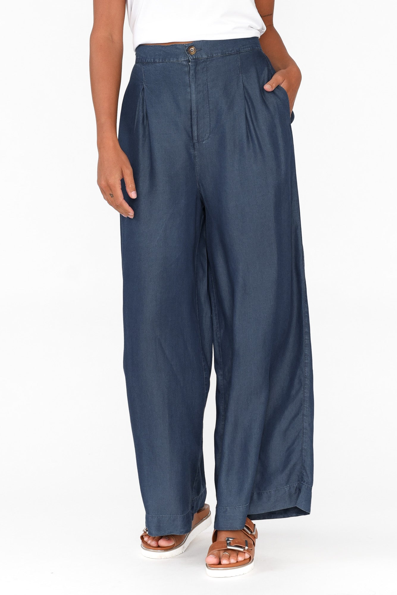 Pia Blue Denim Palazzo Pant