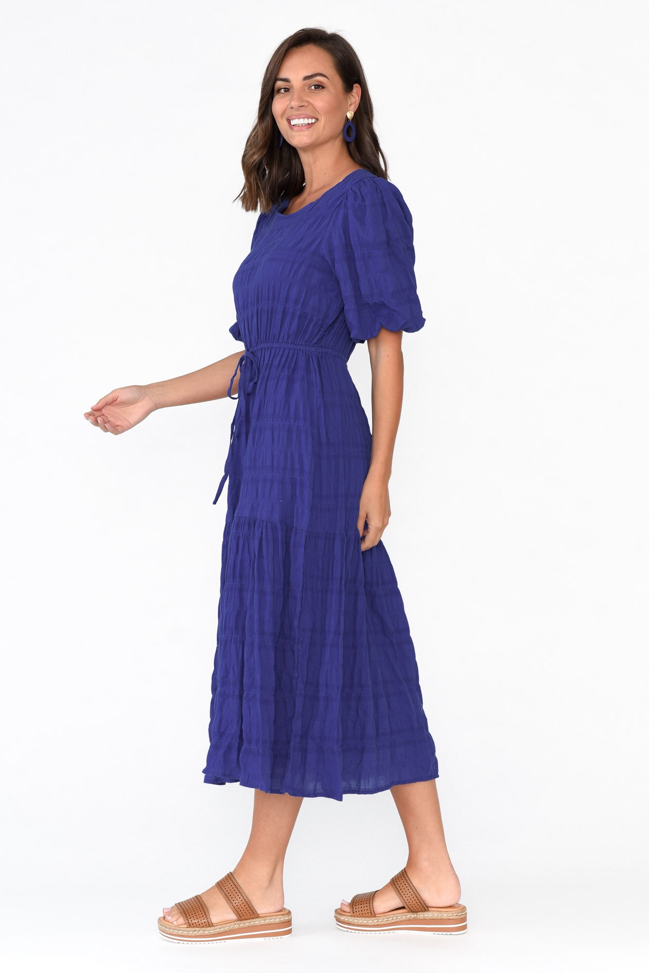Rava Cobalt Cotton Tie Dress