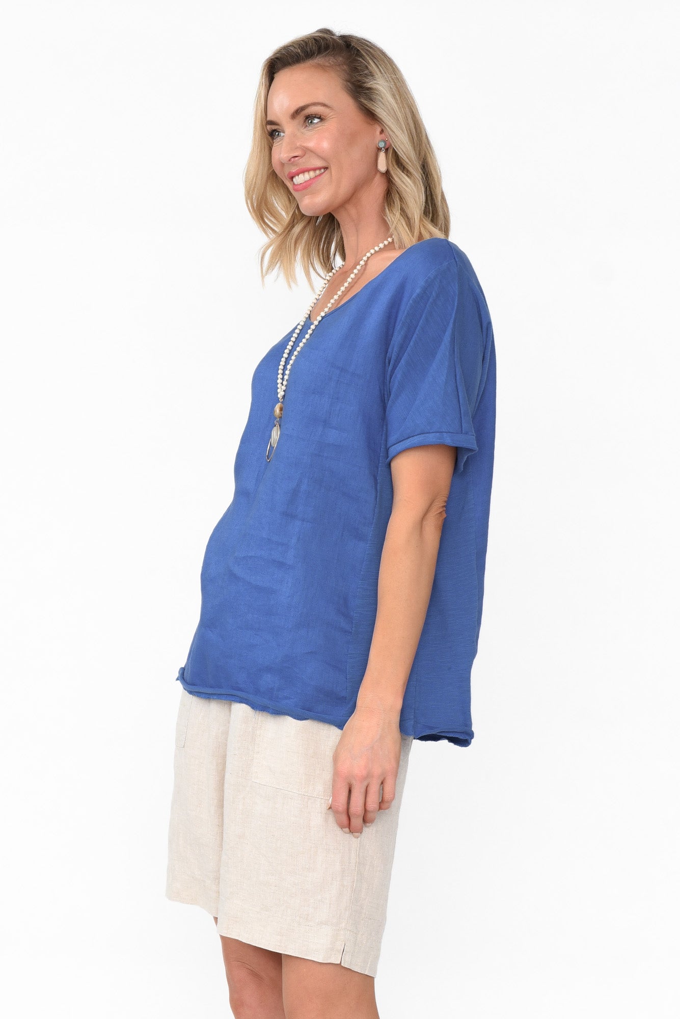 Ishana Cobalt Linen Cotton Top