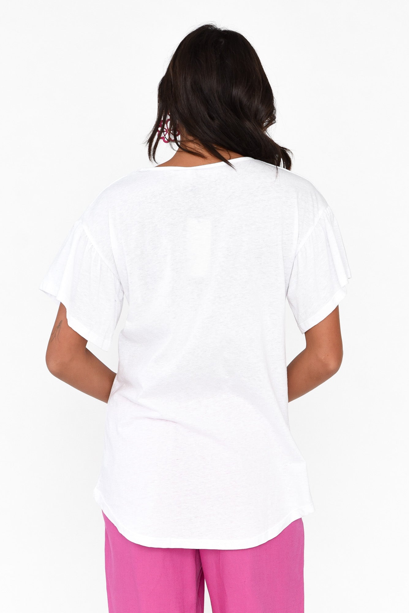 Alessia White Cotton Blend Frill Top