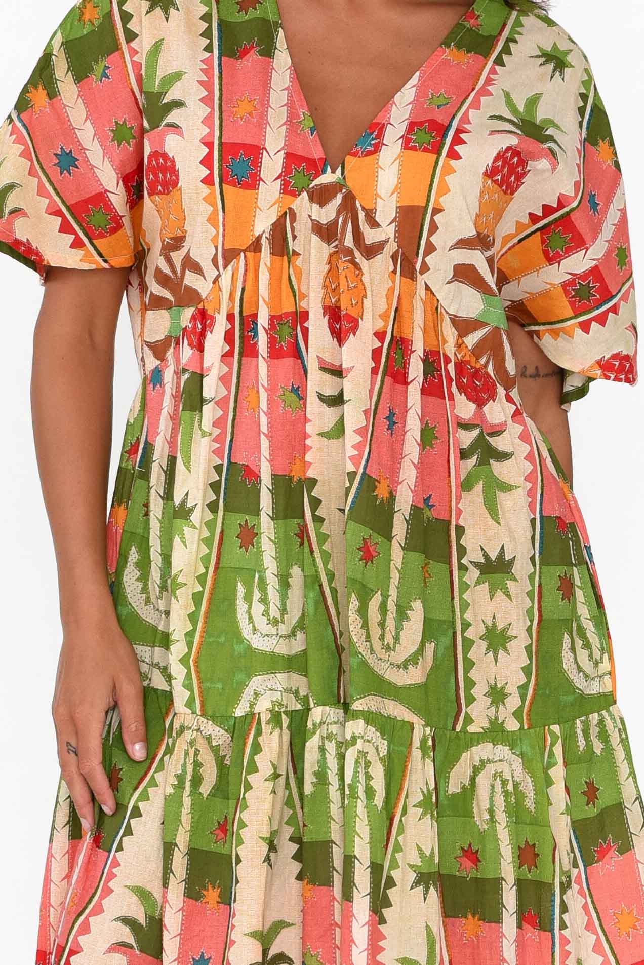 Lola Tropical Cotton Tier Dress