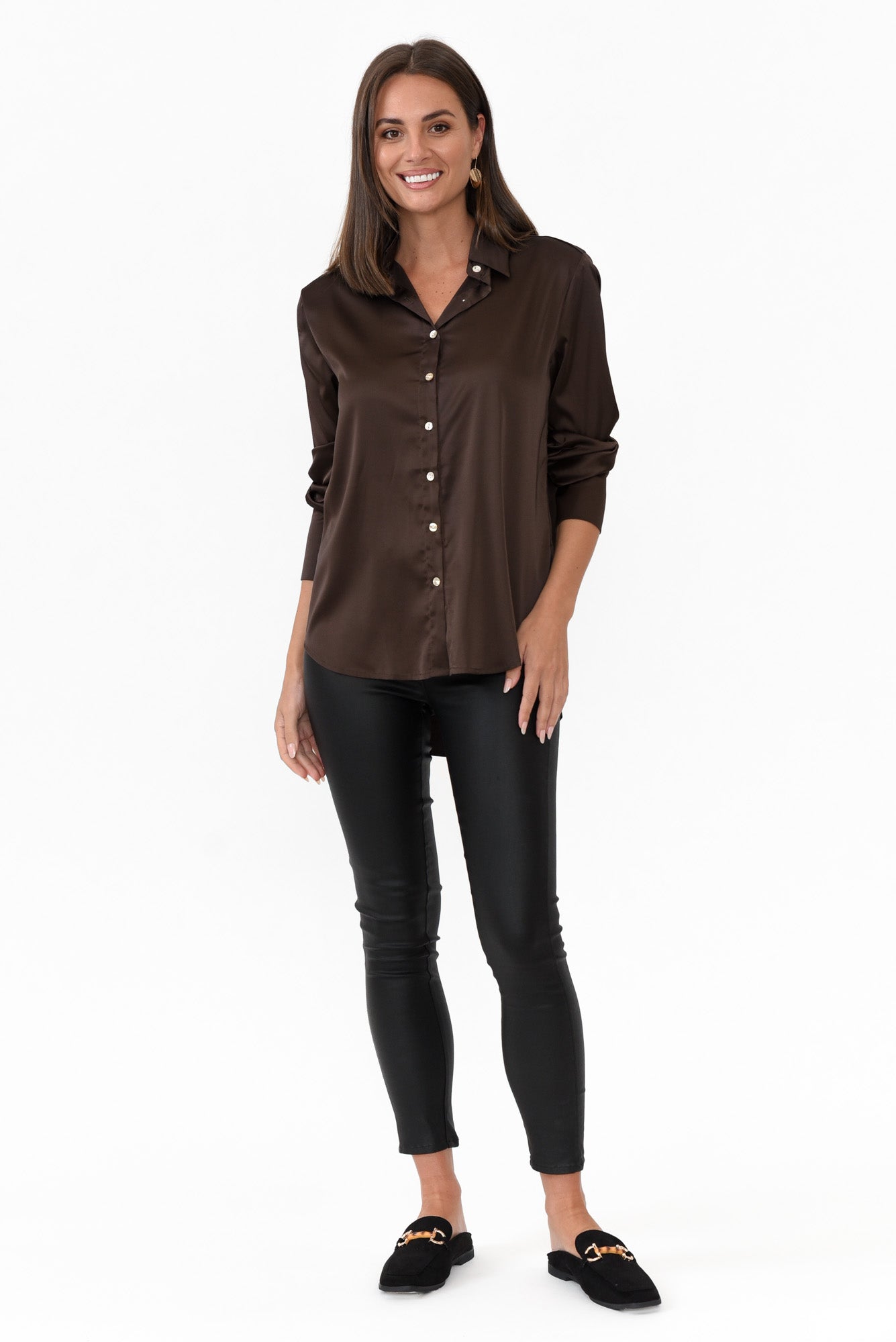 Honor Chocolate Satin Shirt