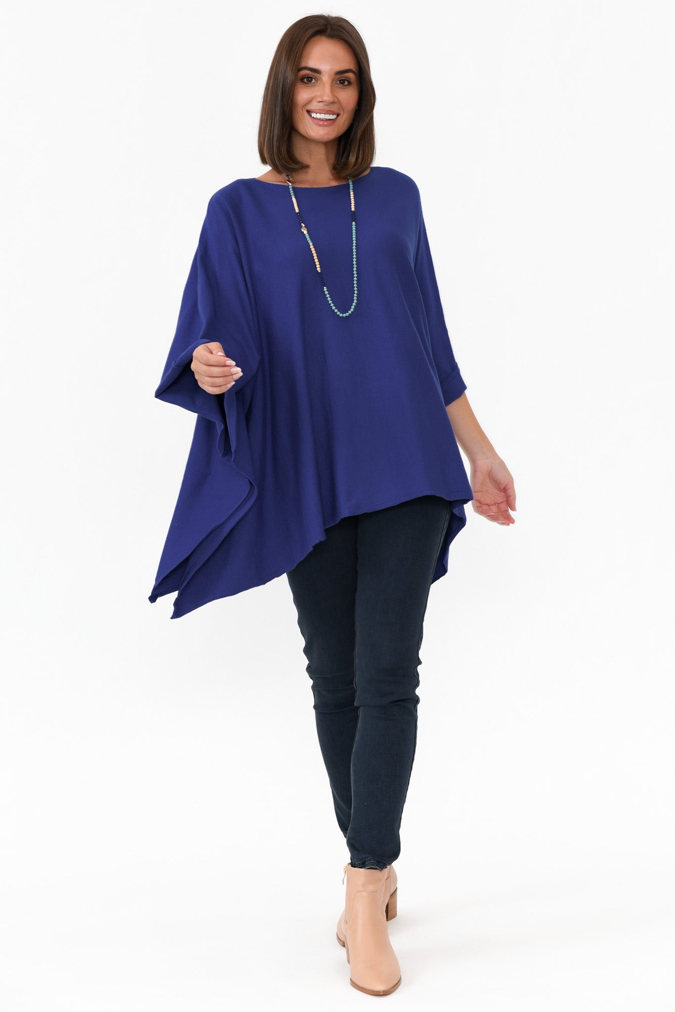 Timothy Cobalt Cotton Stretch Poncho