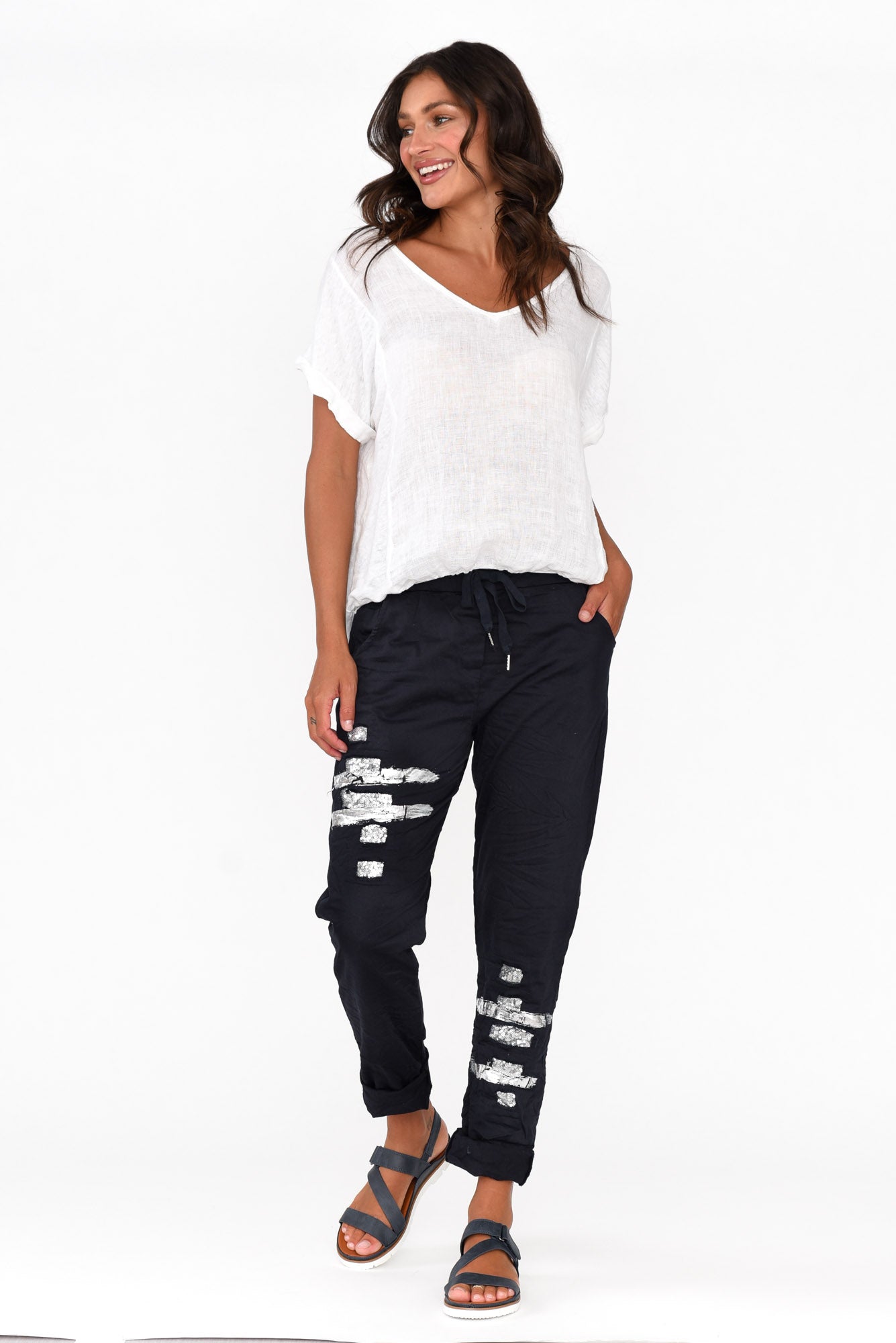 Lexus Navy Foil Stretch Pant
