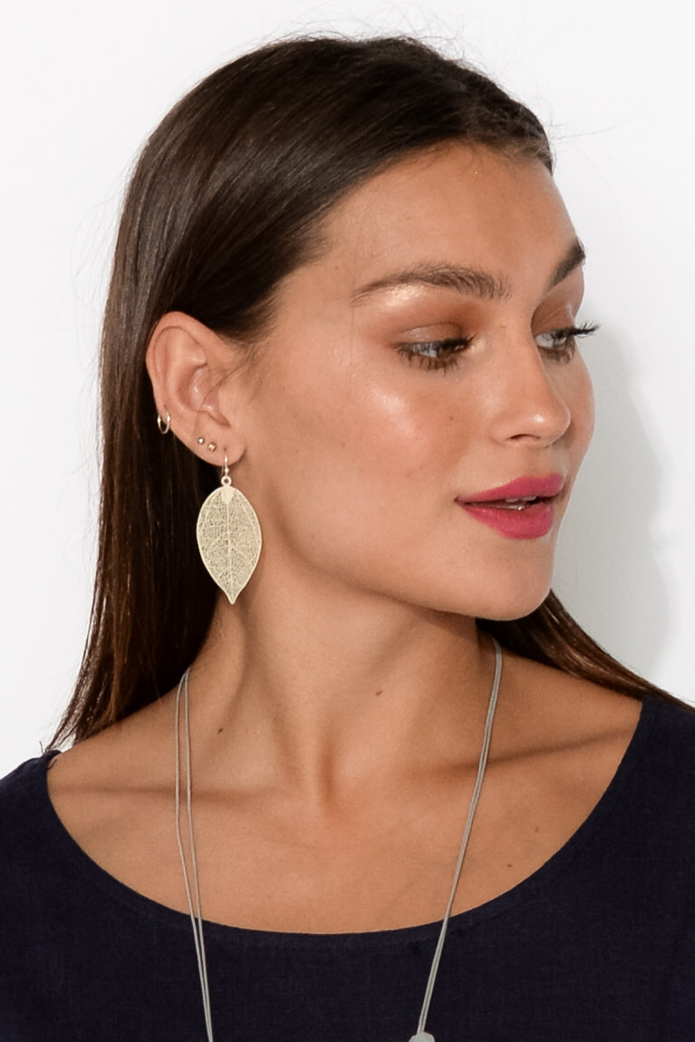 Gold Leaf Cutout Earring