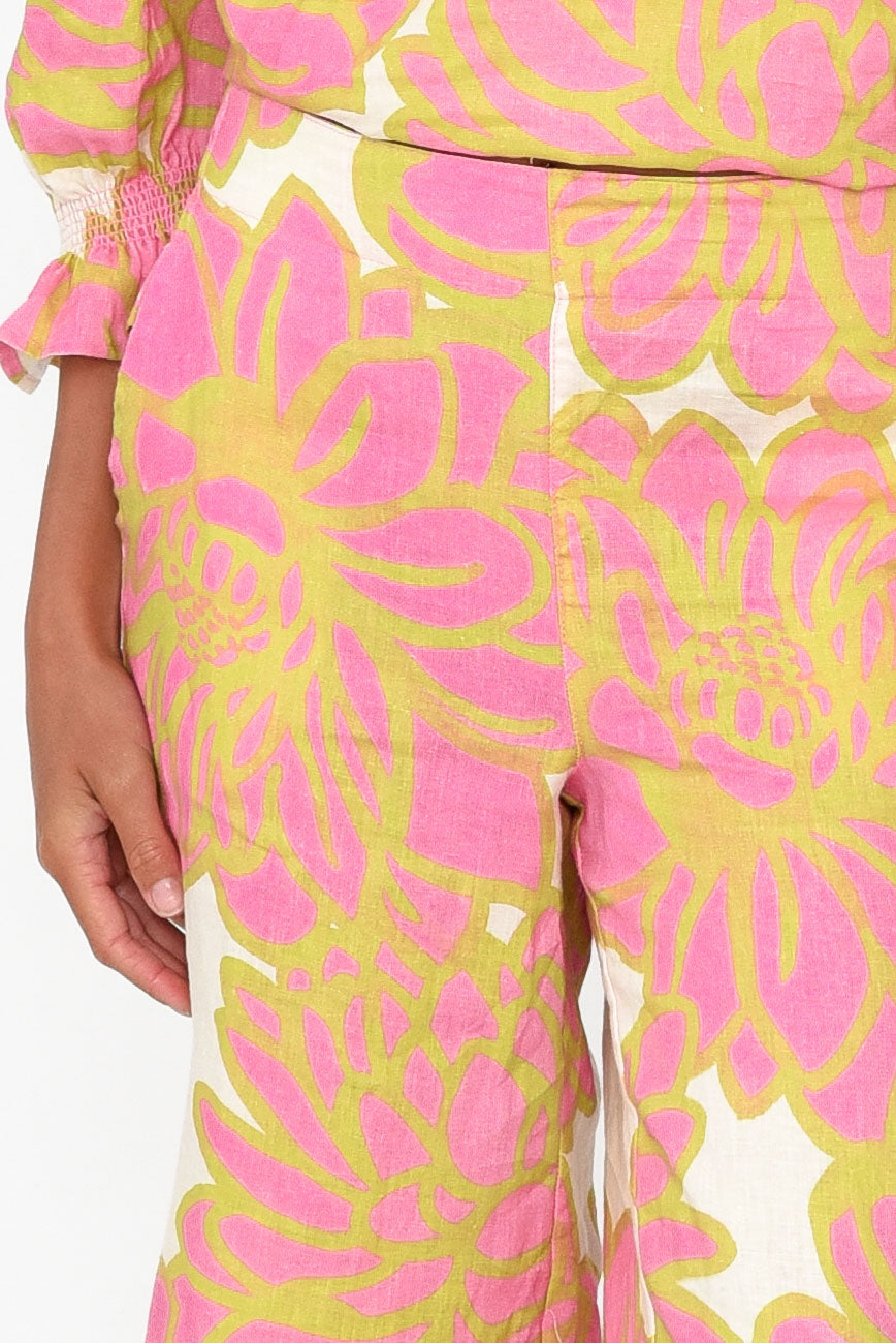 Adina Pink Lotus Linen Pant