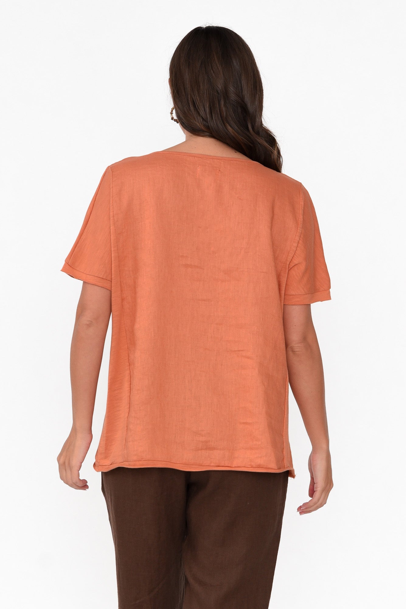Ishana Rust Linen Cotton Top