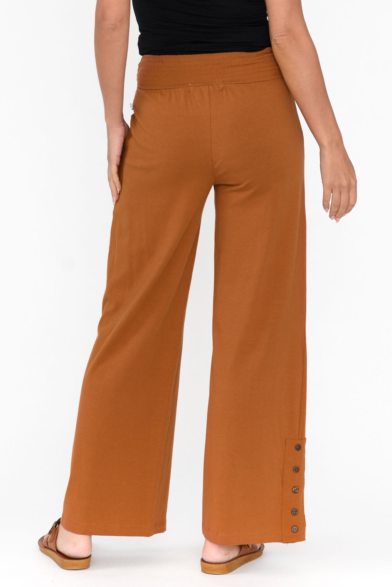 Angelica Rust Cotton Shirred Pant