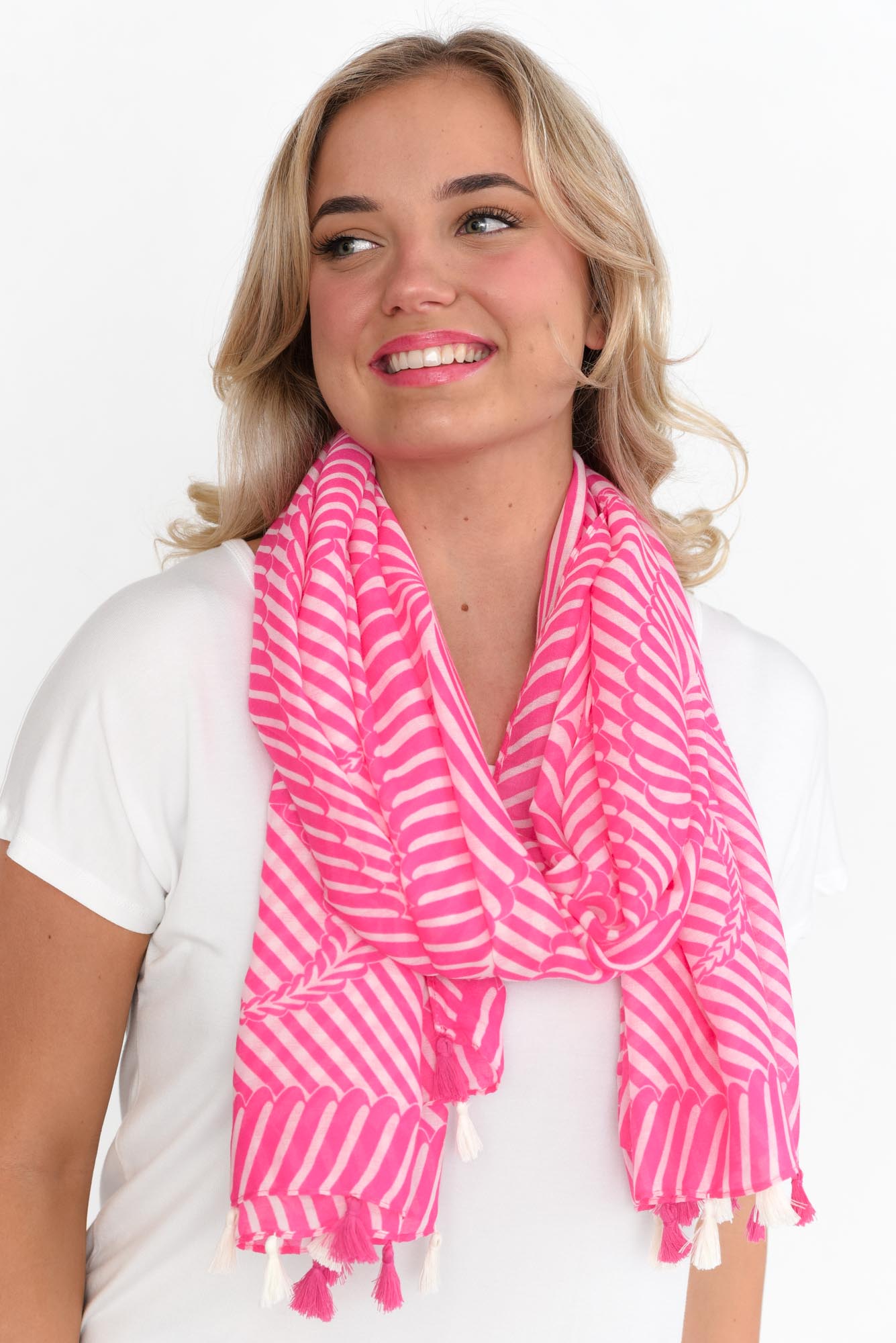 Alize Pink Geometric Scarf