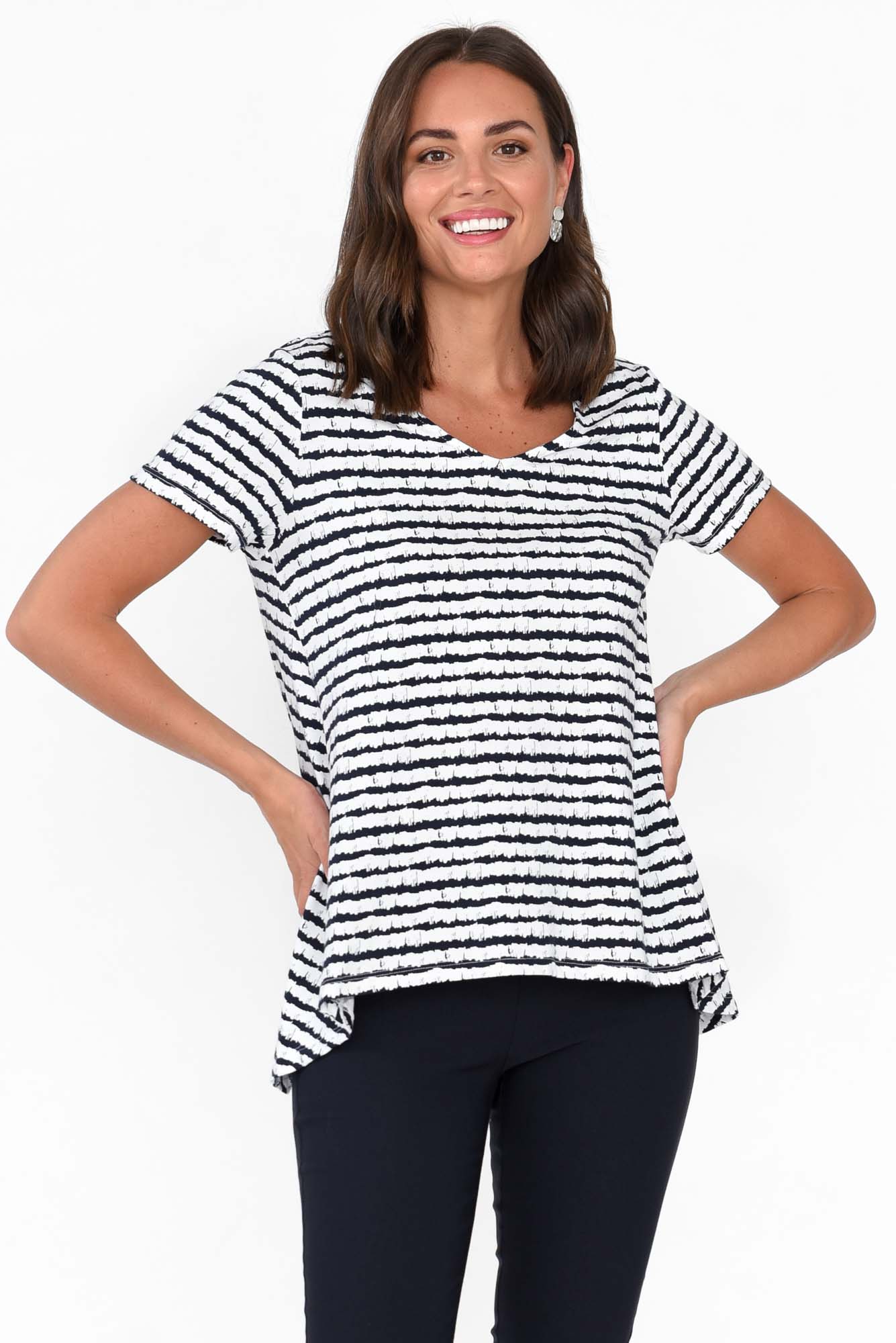Montreal Navy Stripe Cotton Tee