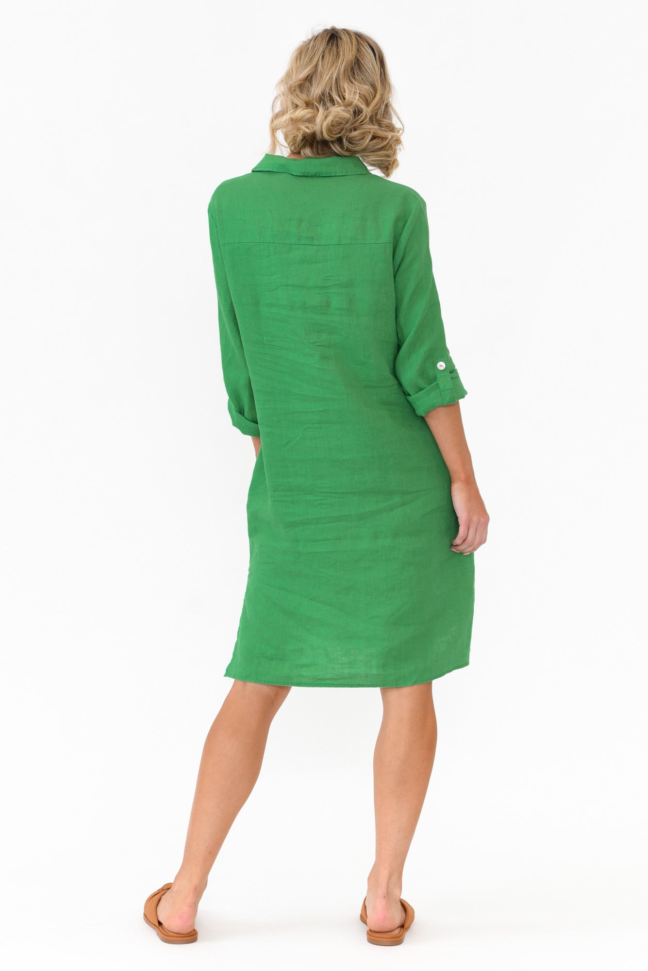 Dakota Green Linen Shirt Dress