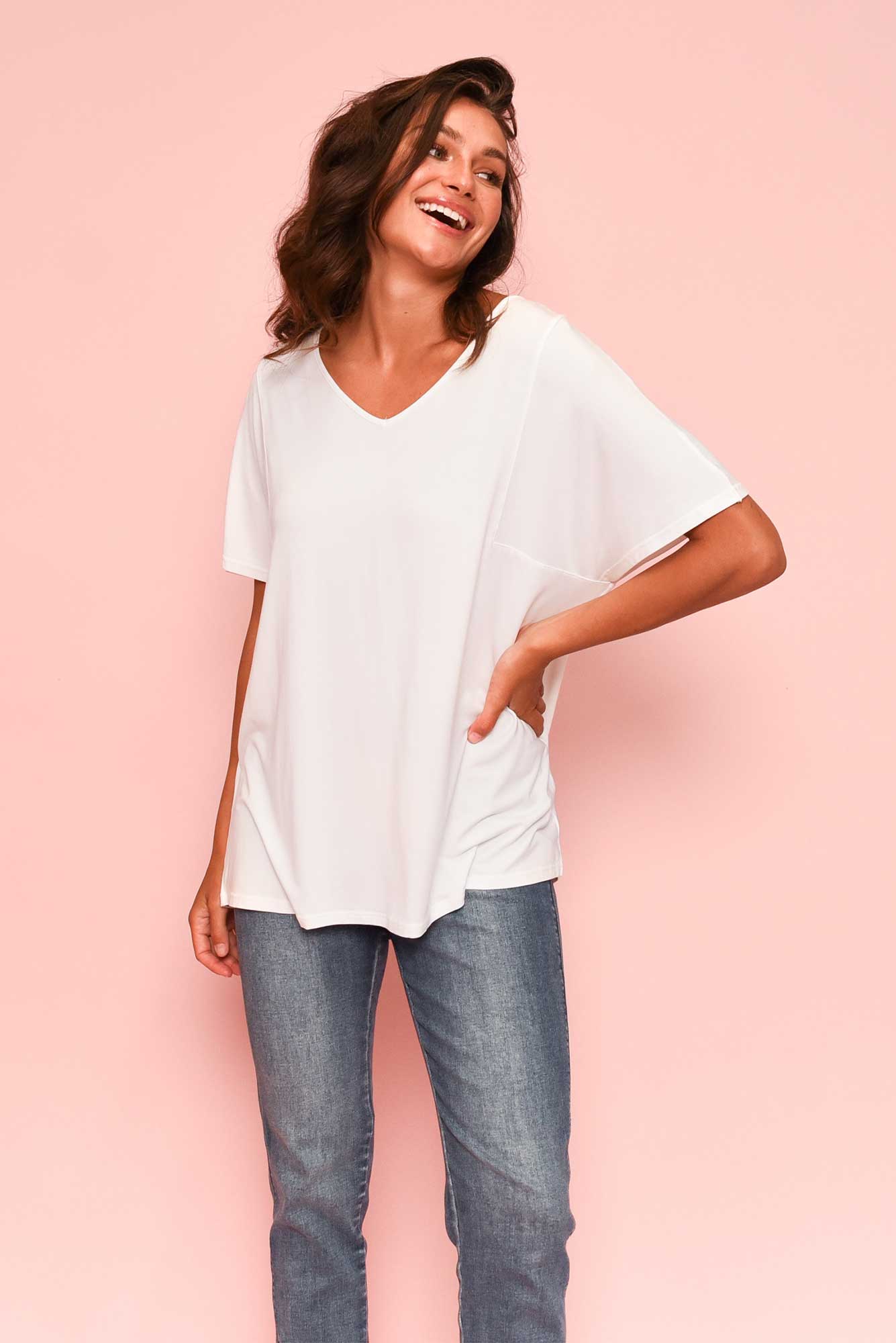 Ivy White Micro Modal Swing Tee