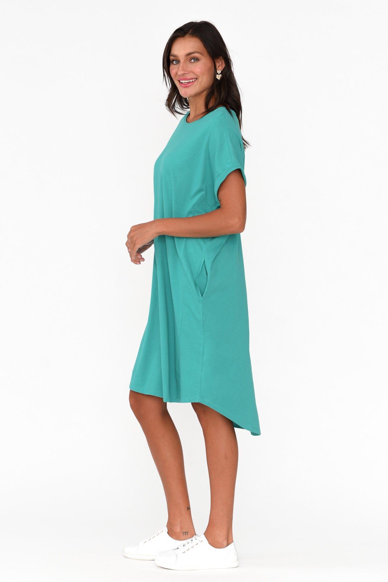 Maxine Jade Green Cotton T-Shirt Dress