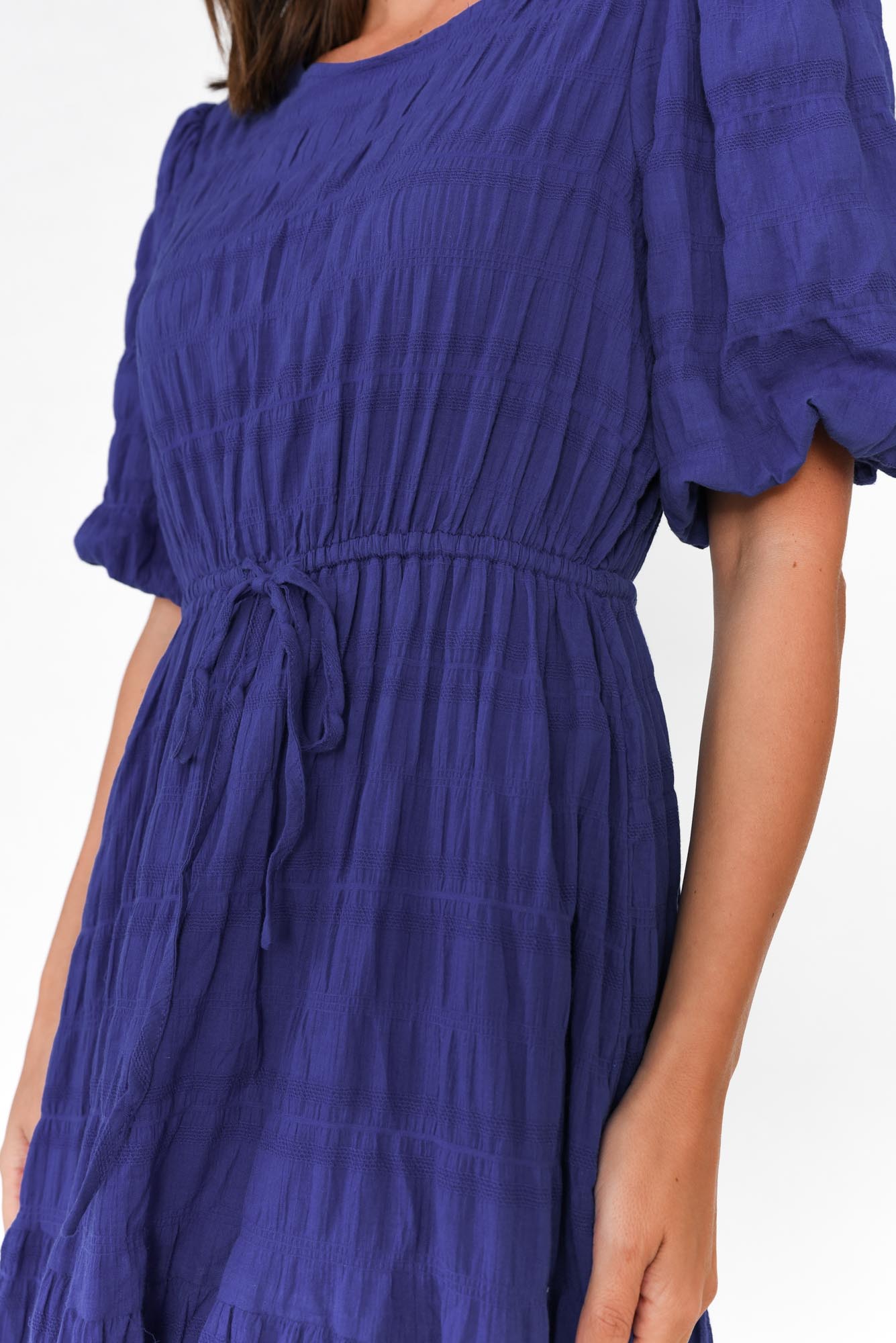 Rava Cobalt Cotton Tie Dress