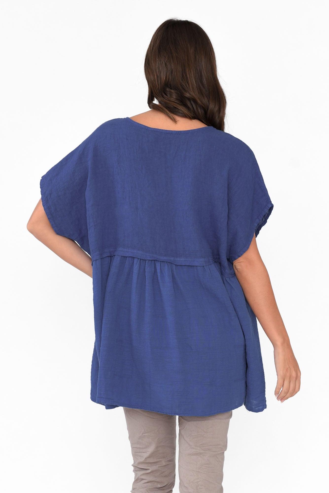Sabre Cobalt Linen  Top