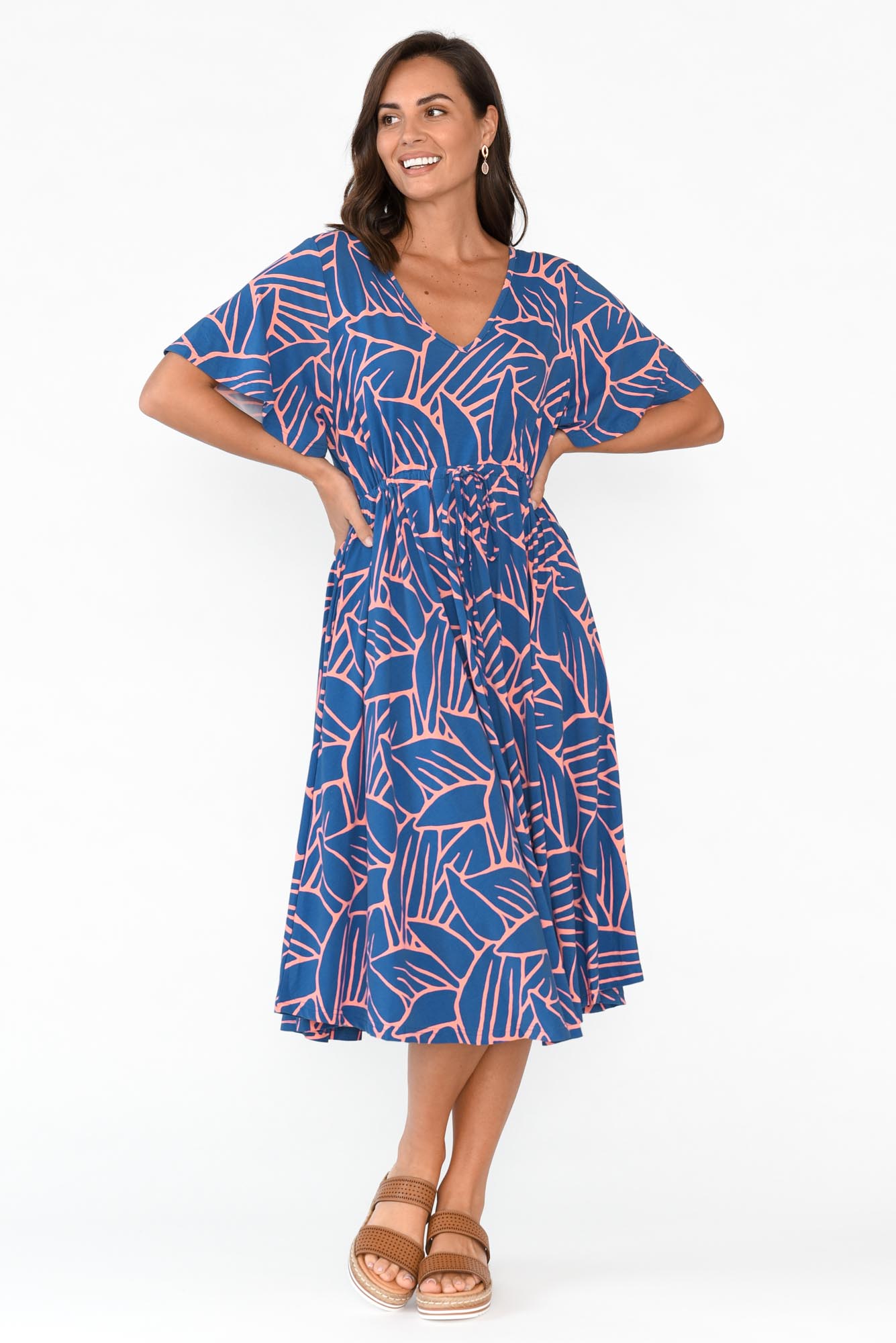 Billine Blue Leaf Bamboo Dress