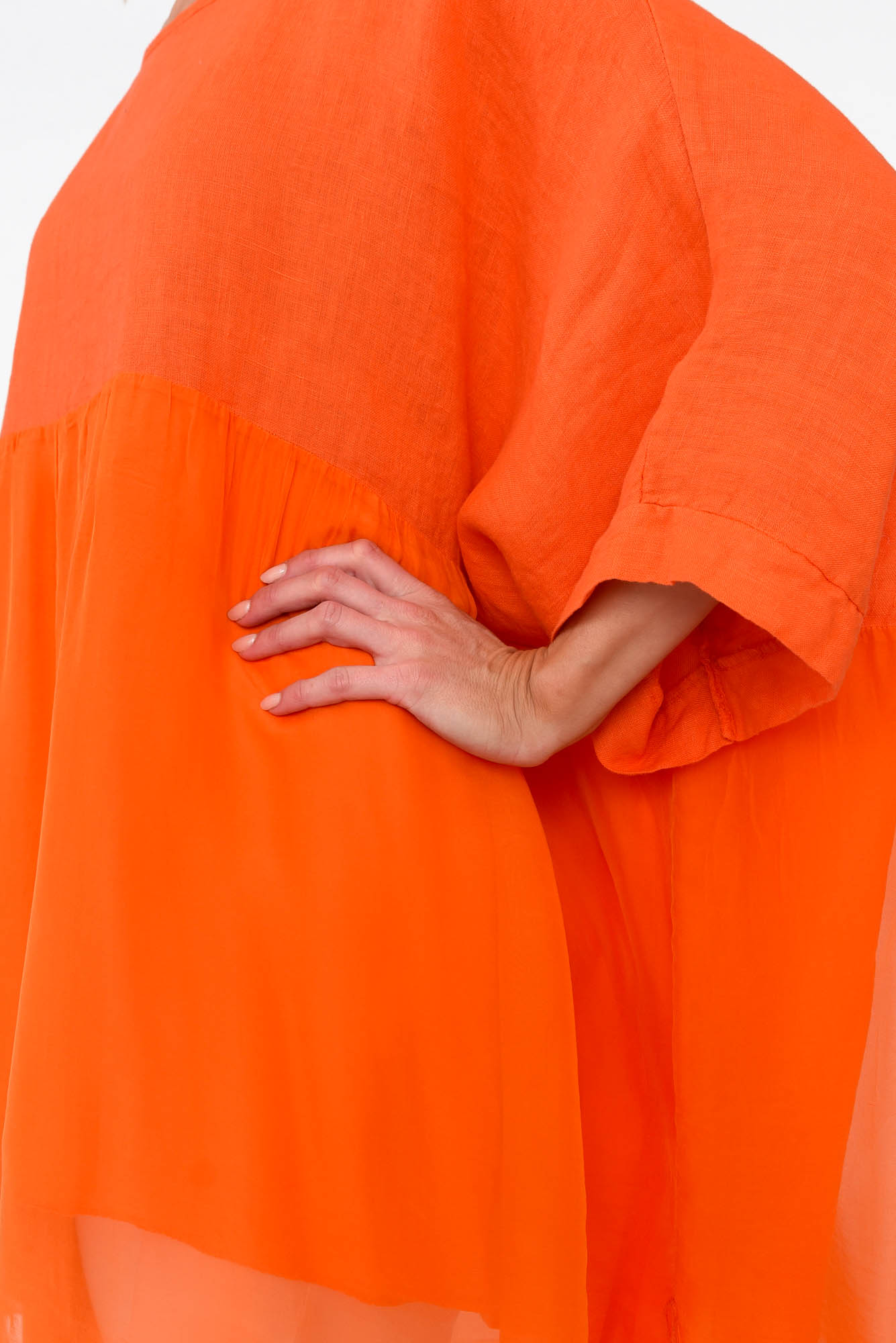 Marietta Orange Silk Linen Top