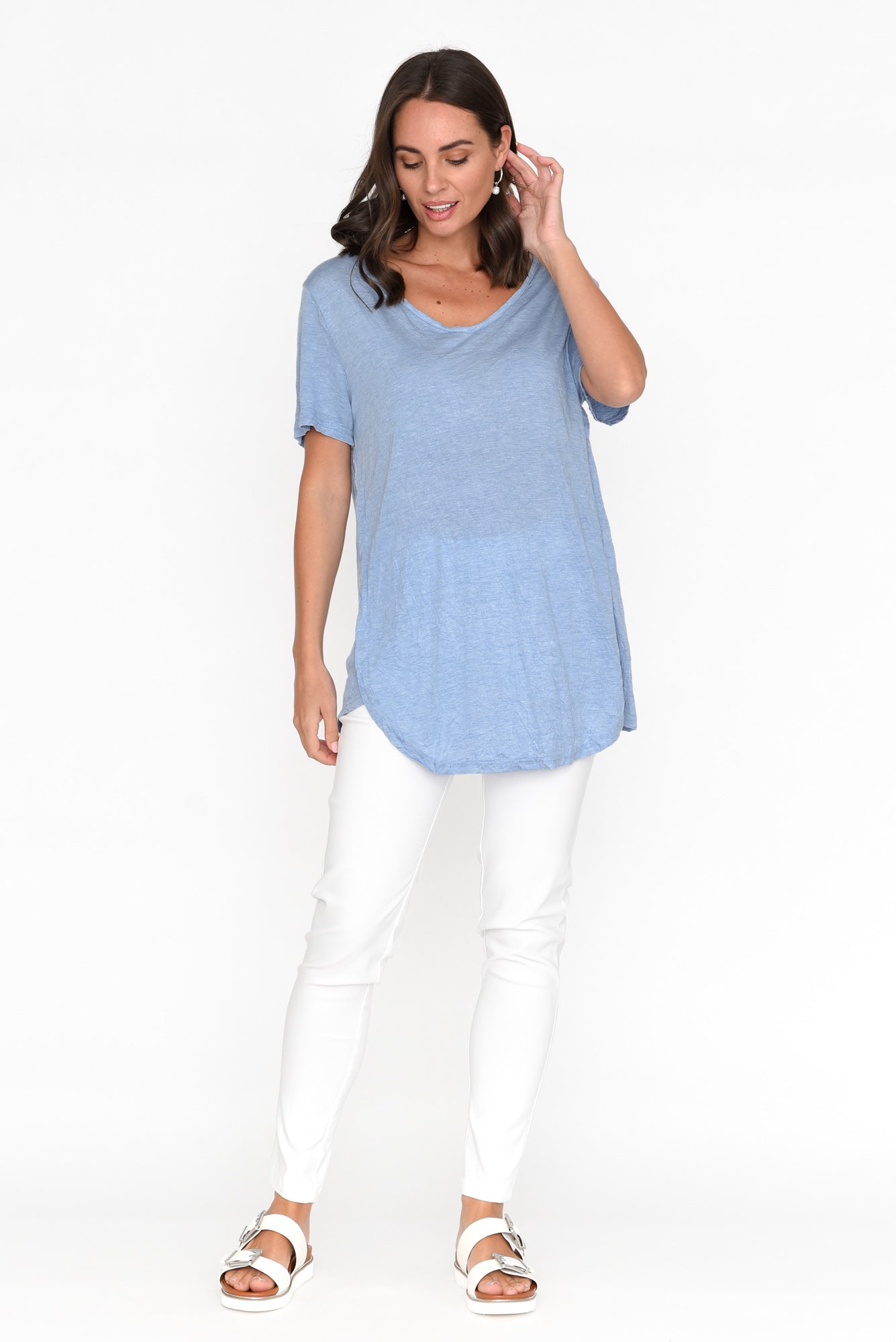 Moira Blue Crinkle Cotton Tee