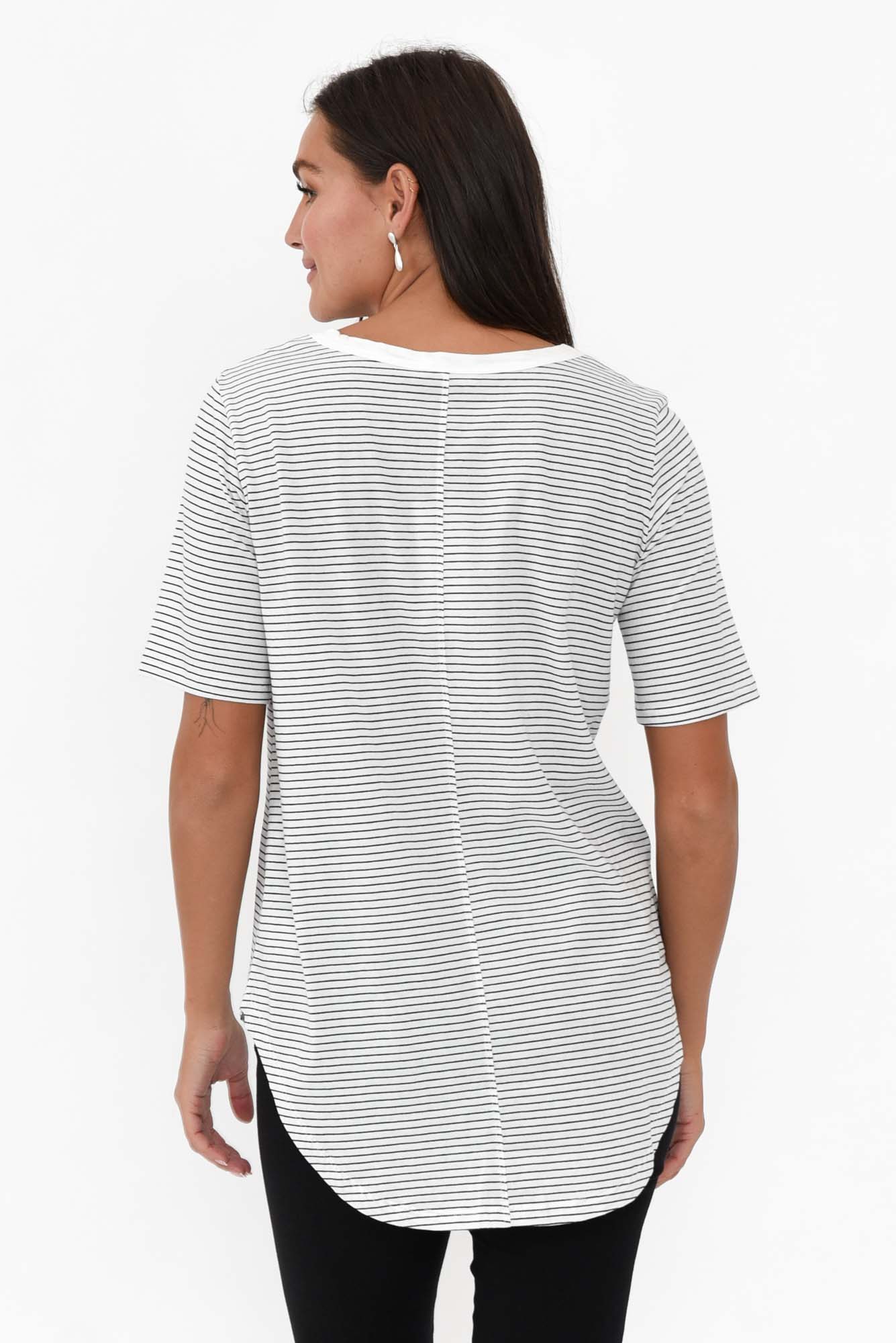 Ariana Black Stripe Cotton Tee