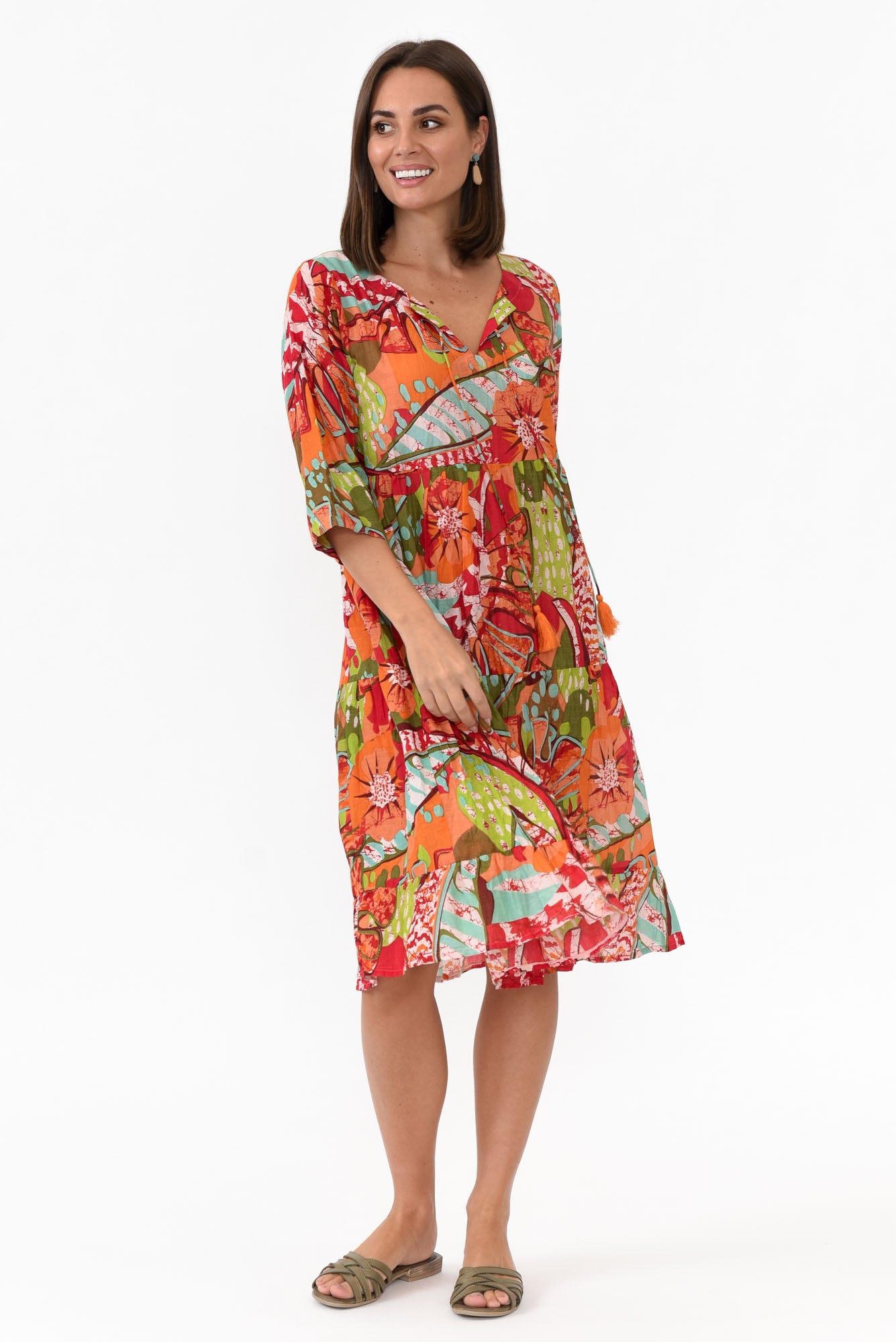 Layla Green Jungle Crinkle Cotton Dress