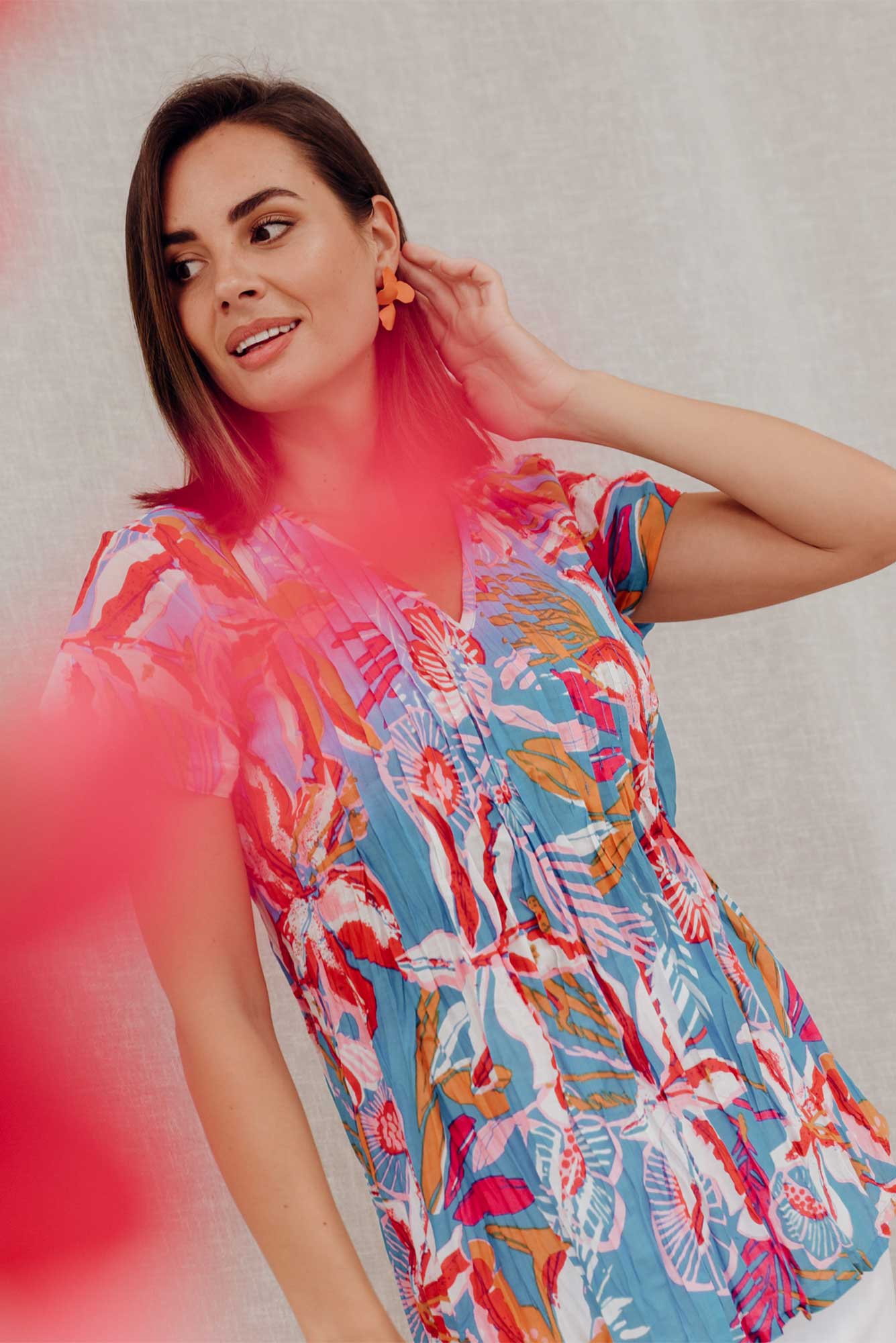 Fia Blue Tropical Cotton Top