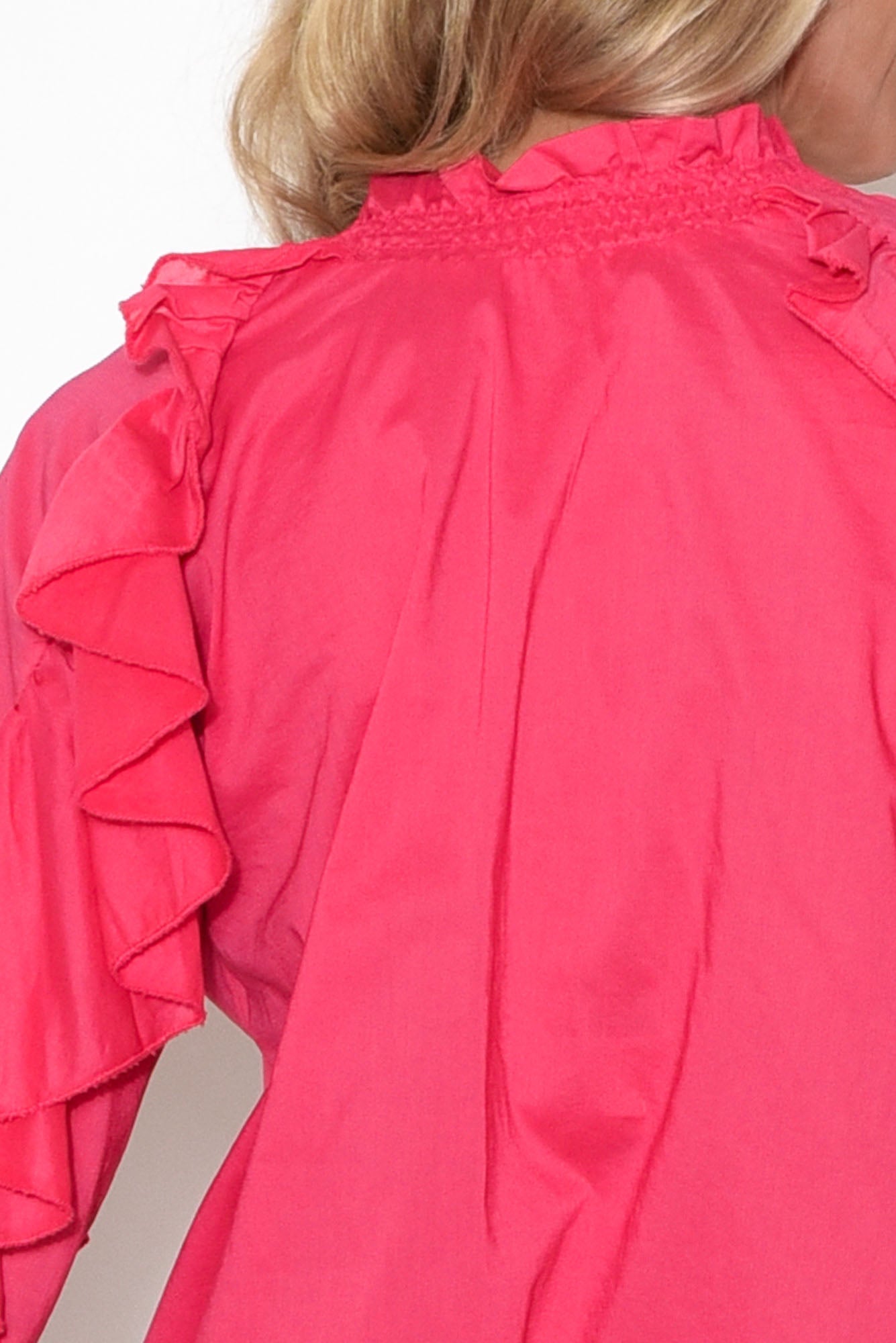 Aura Pink Cotton Ruffle Top